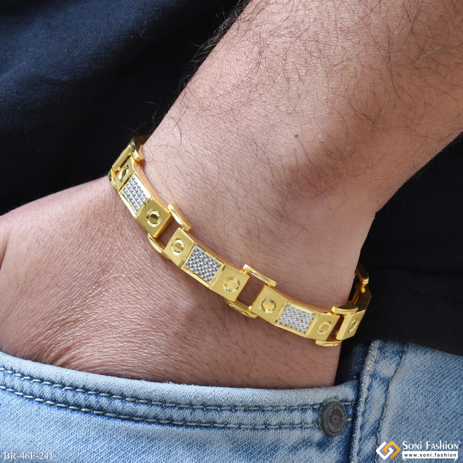 1 Gram Gold Plated Delicate Design Bracelet for Men - Style E241