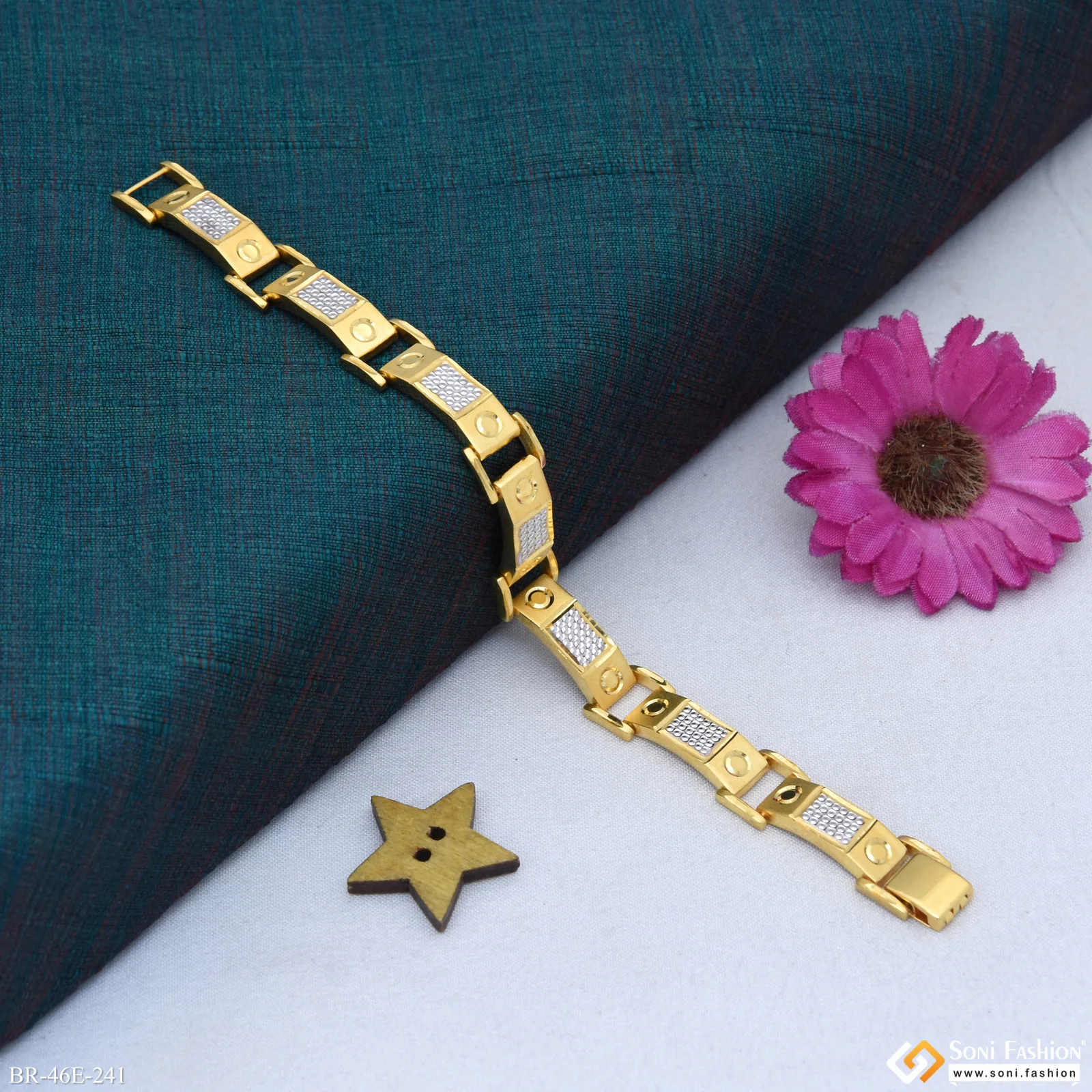 1 Gram Gold Plated Delicate Design Bracelet for Men - Style E241 - Image 3