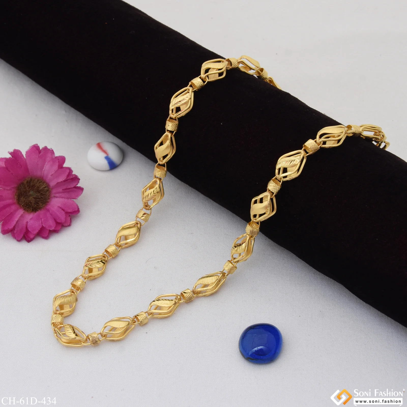1 Gram Gold Plated Delicate Design Kohli Chain for Men - Style D434 - Image 2