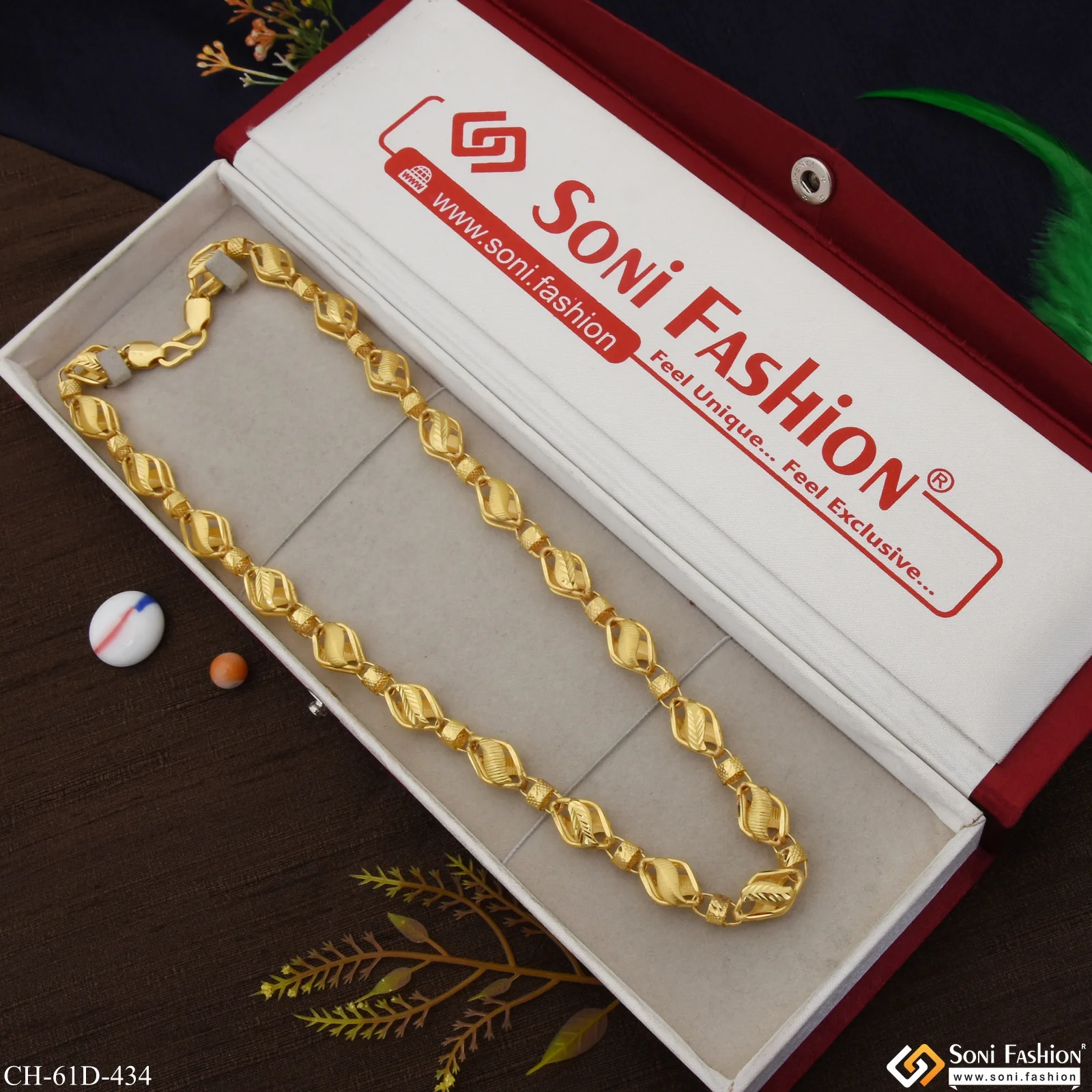 1 Gram Gold Plated Delicate Design Kohli Chain for Men - Style D434 - Image 4