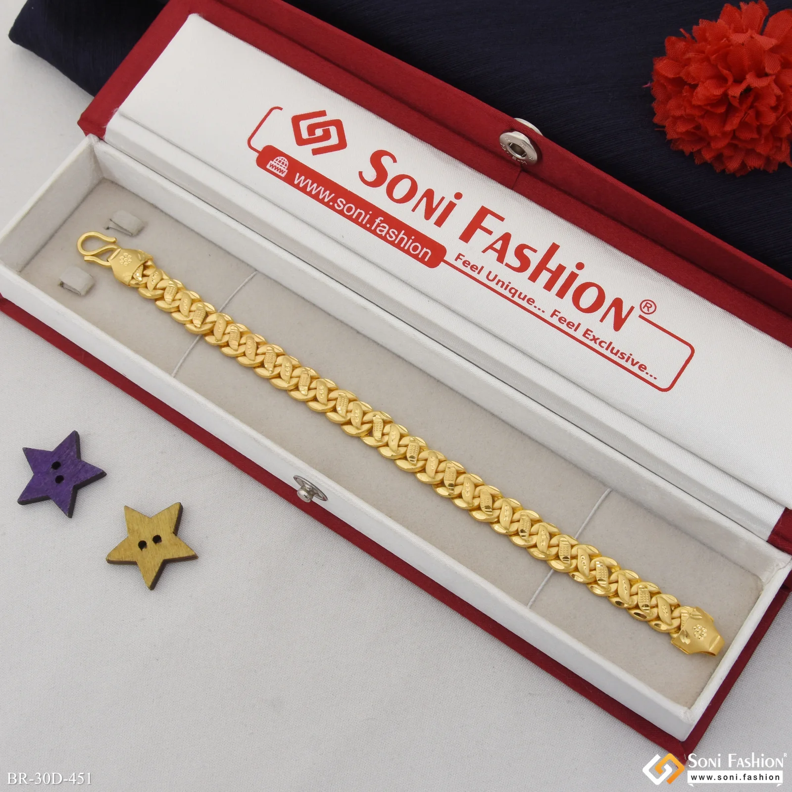 1 Gram Gold Plated Delicate Design Pokal Bracelet for Men - Style D451 - Image 2