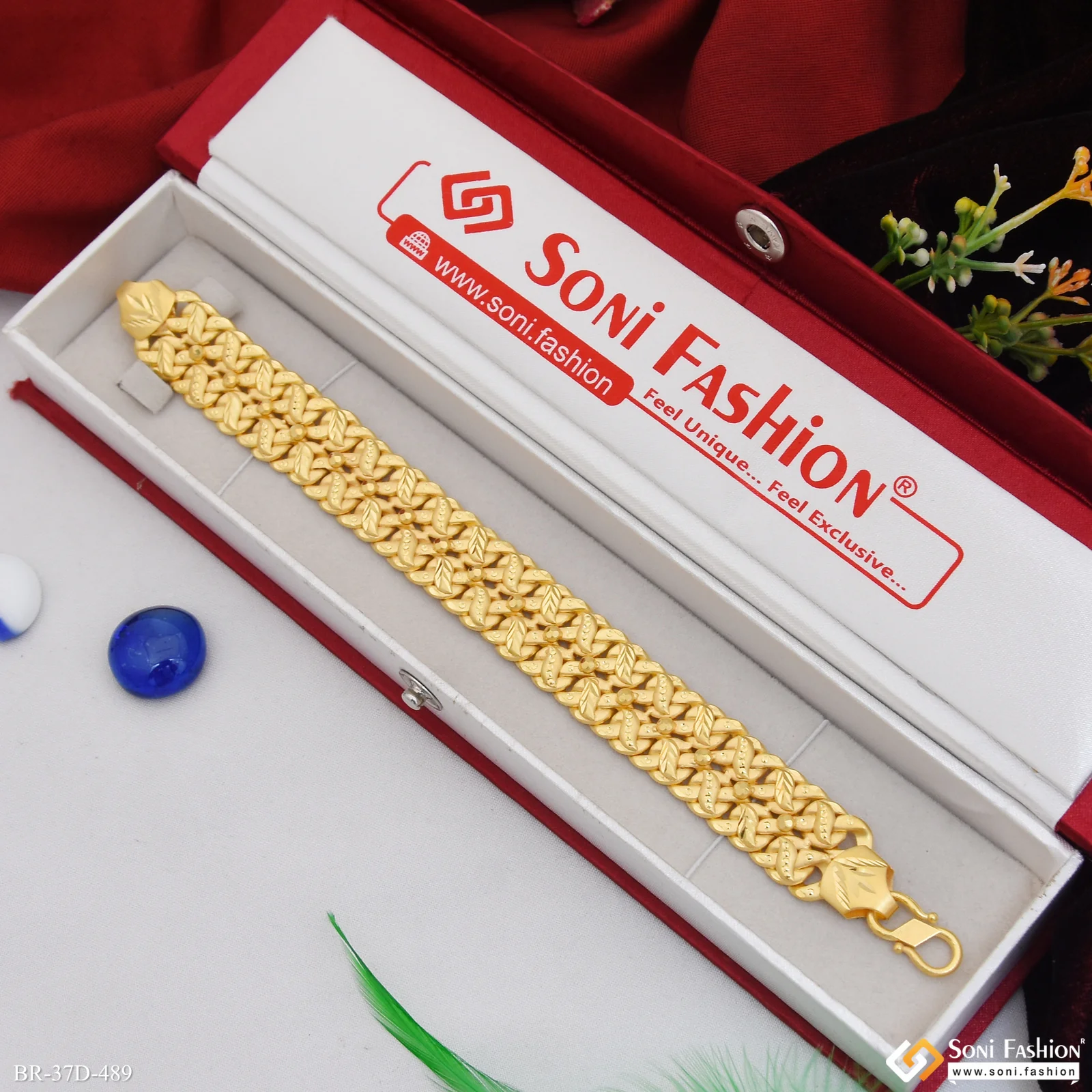 1 Gram Gold Plated Delicate Design Pokal Bracelet for Men - Style D489 - Image 2