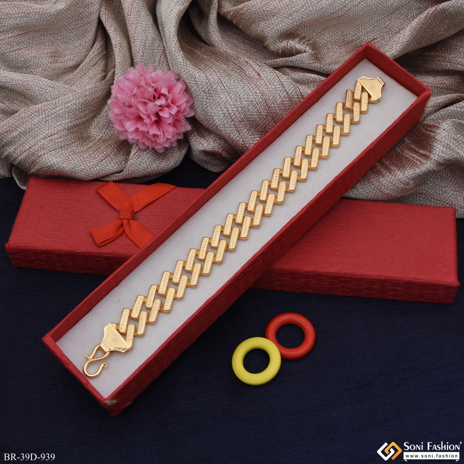 1 Gram Gold Plated Delicate Design Pokal Bracelet for Men - Style D939 - Image 5