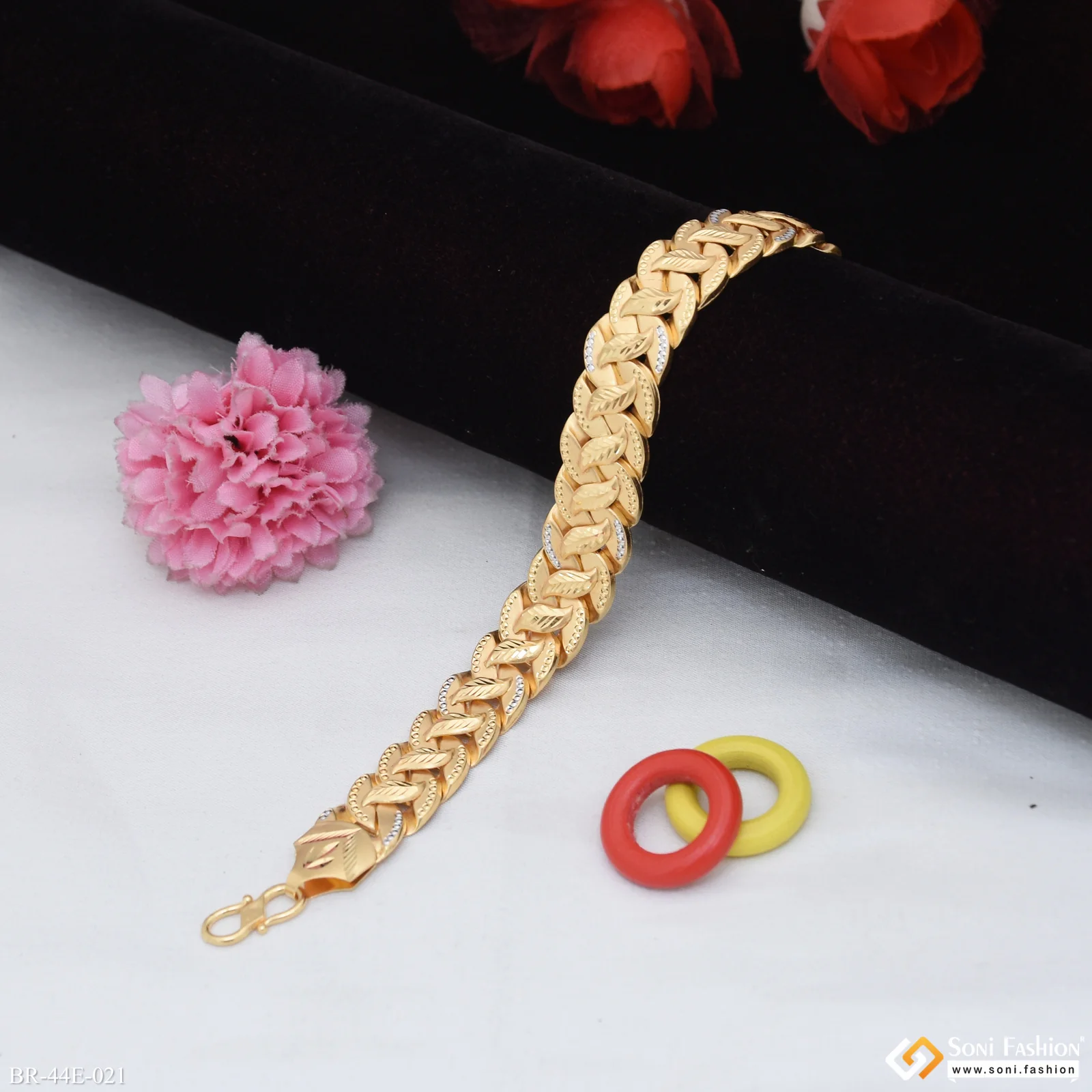 1 Gram Gold Plated Delicate Design Pokal Bracelet for Men - Style E021 - Image 3