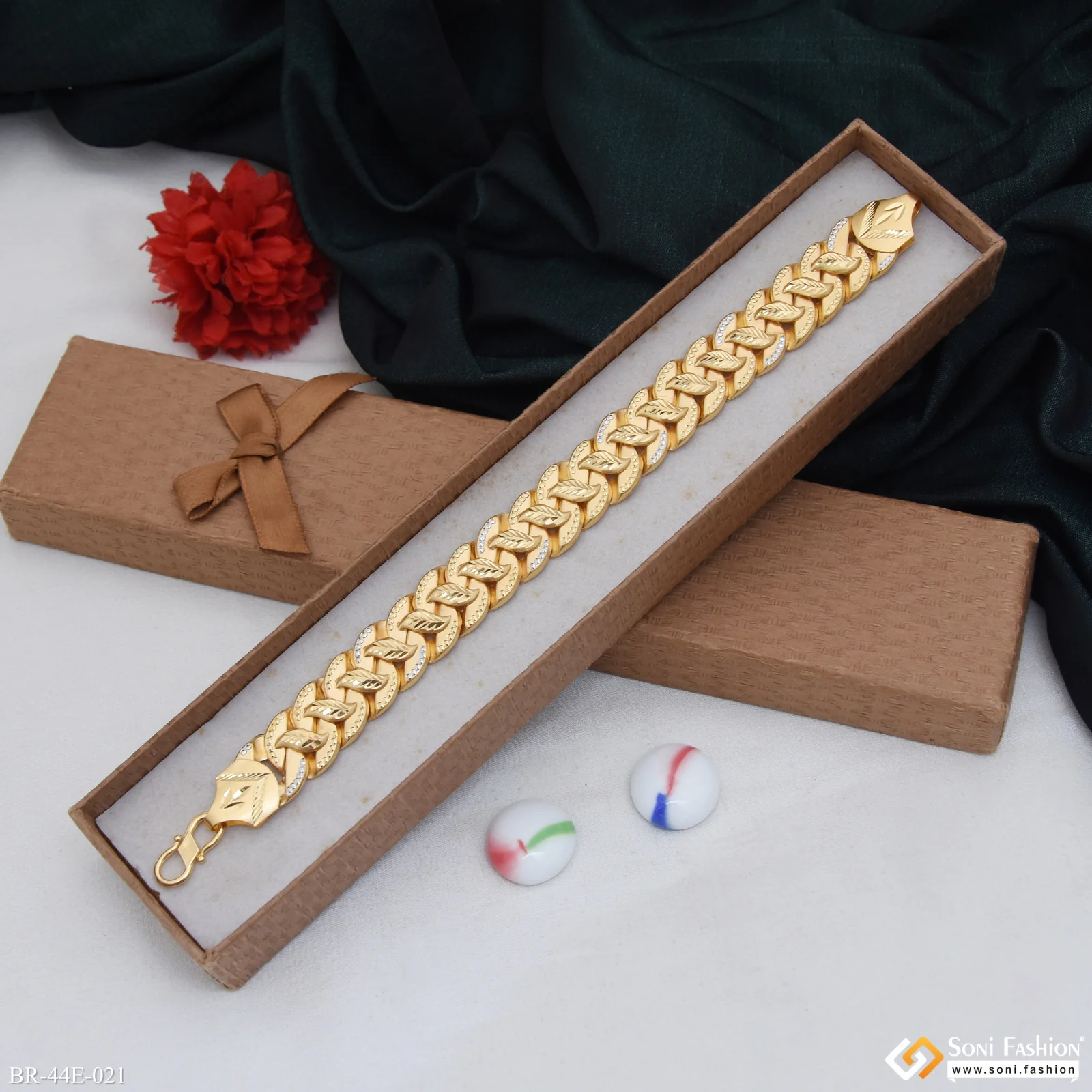1 Gram Gold Plated Delicate Design Pokal Bracelet for Men - Style E021 - Image 5