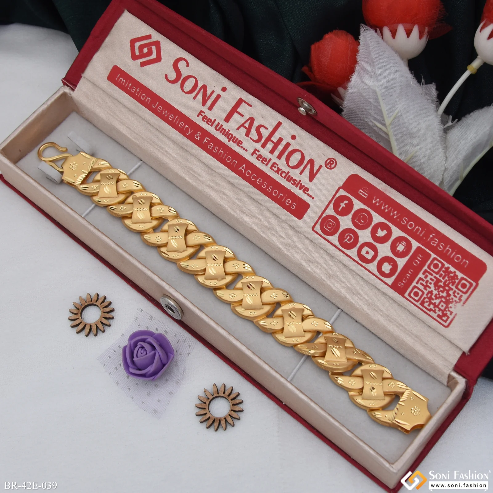 1 Gram Gold Plated Delicate Design Pokal Bracelet for Men - Style E039 - Image 2