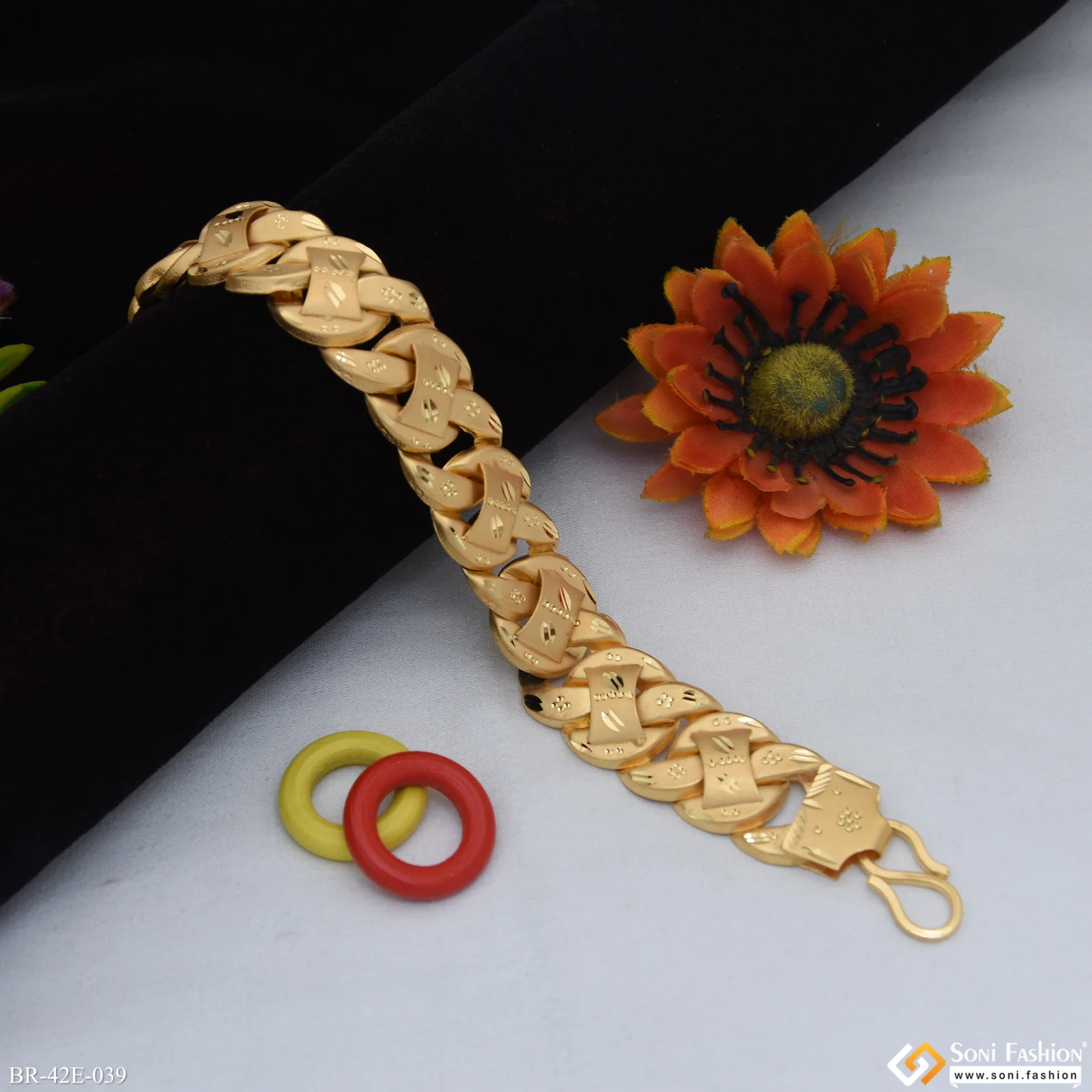 1 Gram Gold Plated Delicate Design Pokal Bracelet for Men - Style E039 - Image 5