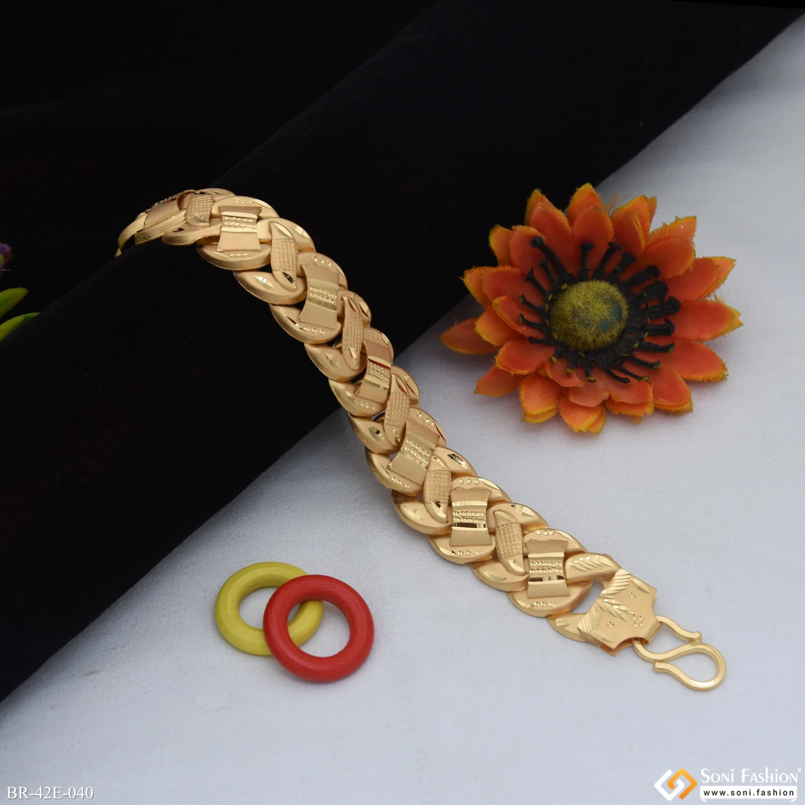 1 Gram Gold Plated Delicate Design Pokal Bracelet for Men - Style E040 - Image 5