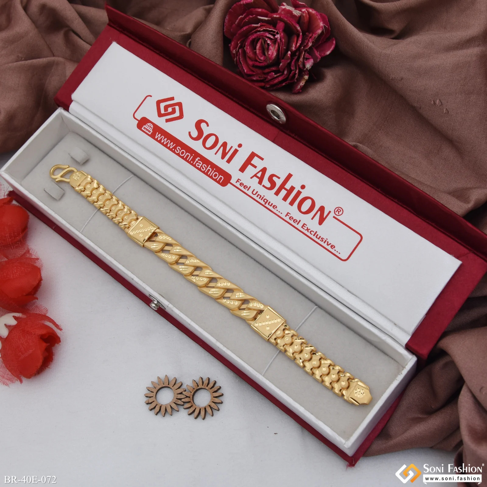 1 Gram Gold Plated Delicate Design Pokal Bracelet for Men - Style E072 - Image 2
