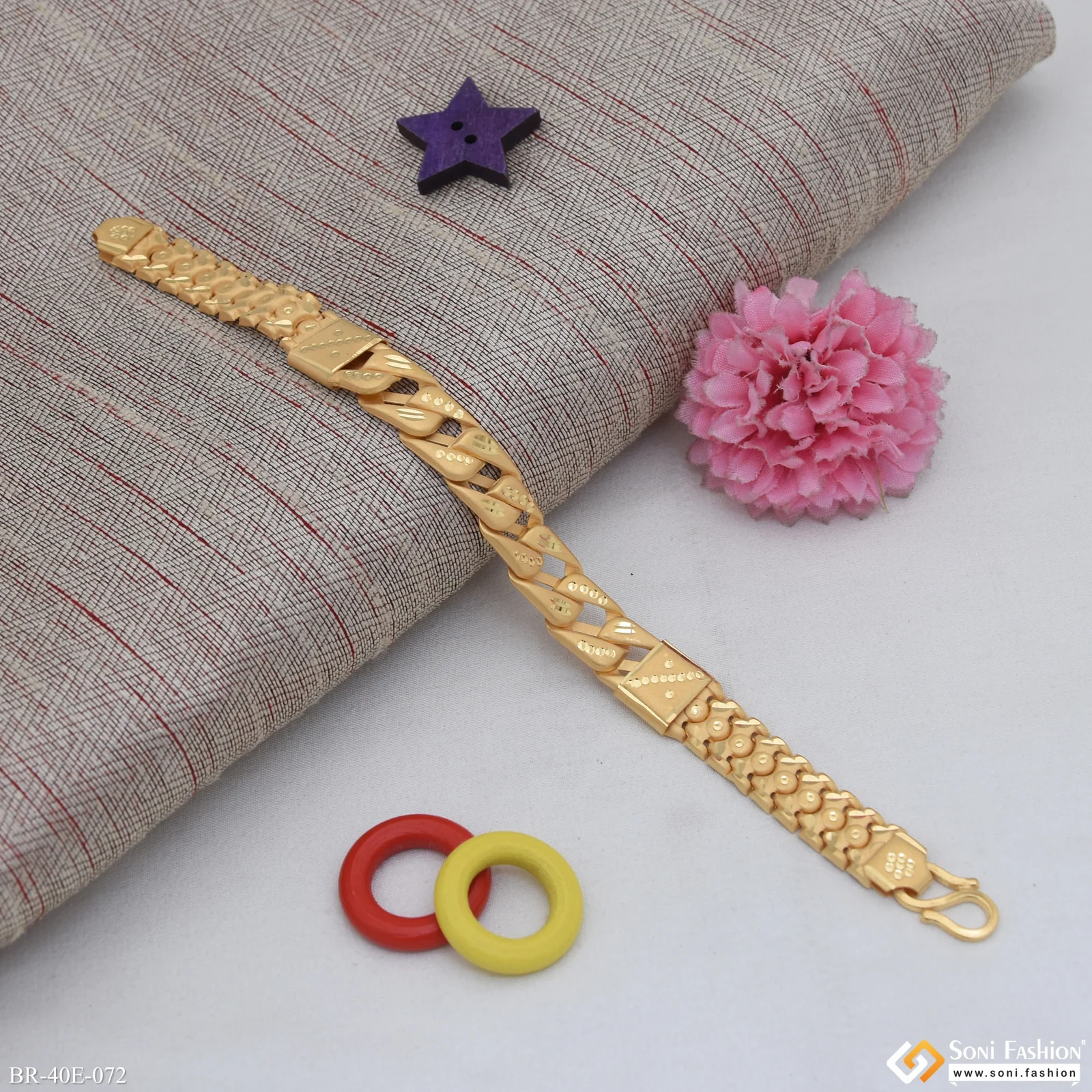 1 Gram Gold Plated Delicate Design Pokal Bracelet for Men - Style E072 - Image 4