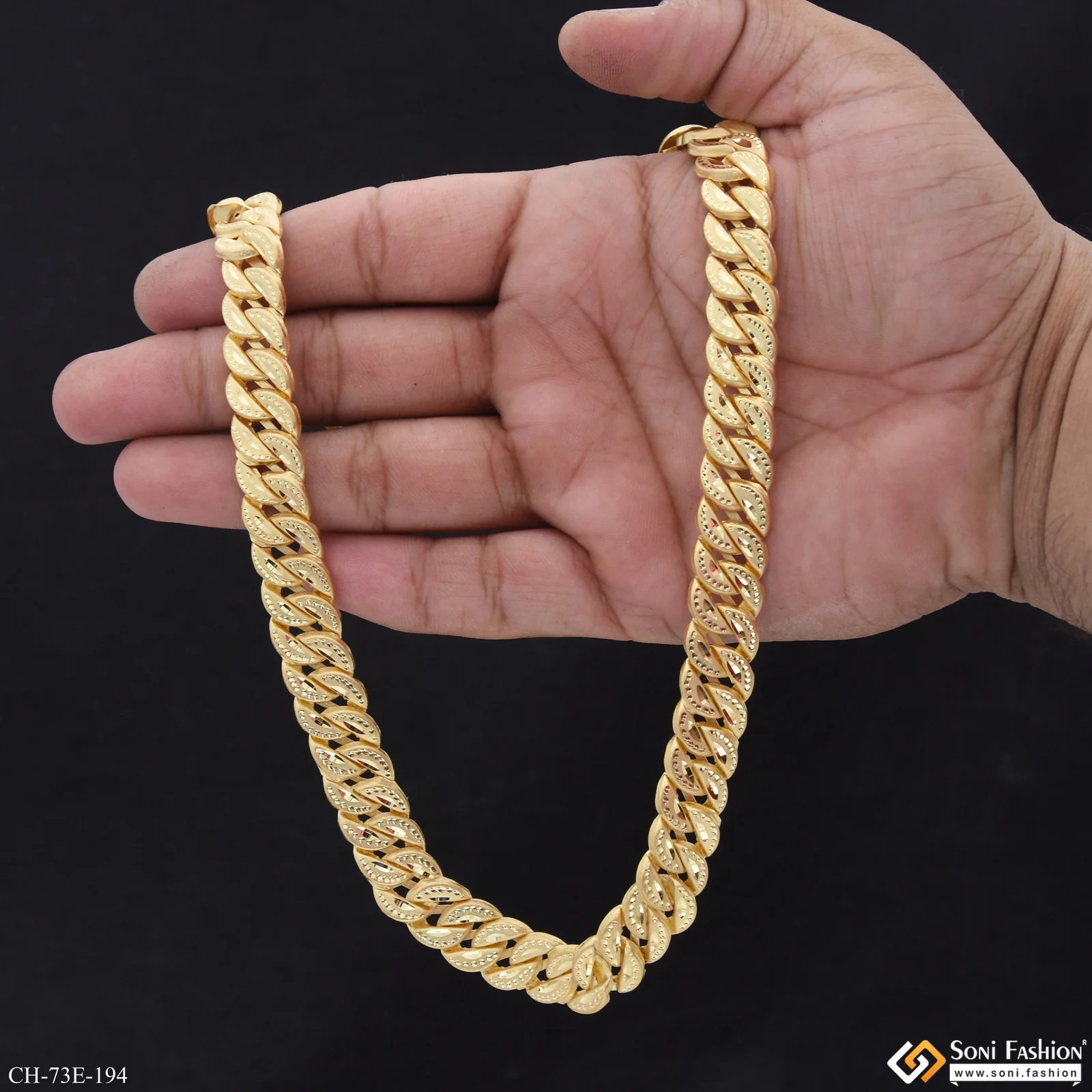 1 Gram Gold Plated Delicate Design Pokal Chain for Men - Style E194 - Image 3