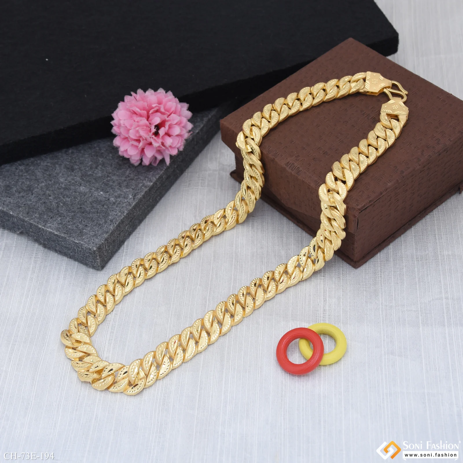 1 Gram Gold Plated Delicate Design Pokal Chain for Men - Style E194 - Image 4