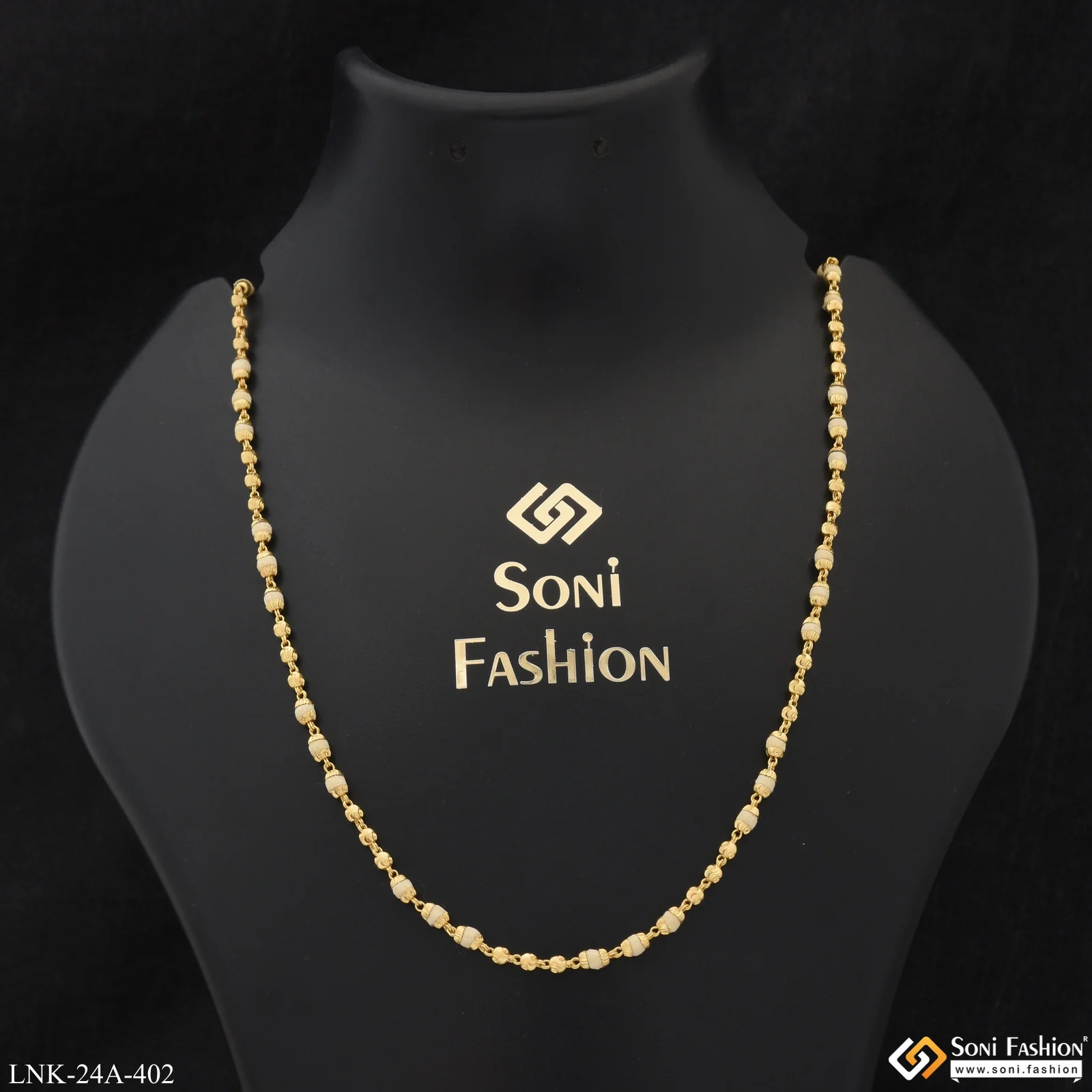 1 Gram Gold Plated Designer Classic Design Tulsi Mala for Women - Style A402 - Image 4