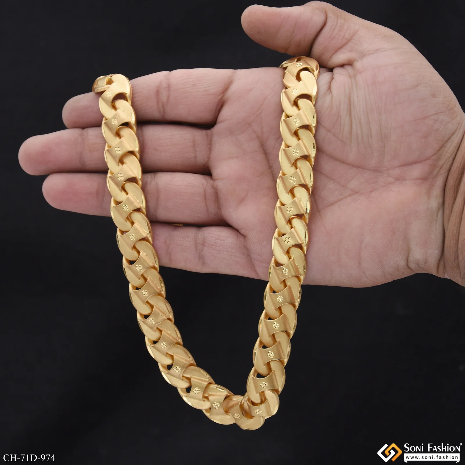 1 Gram Gold Plated Designer Design Best Quality Pokal Chain for Men - Style D974 - Image 3