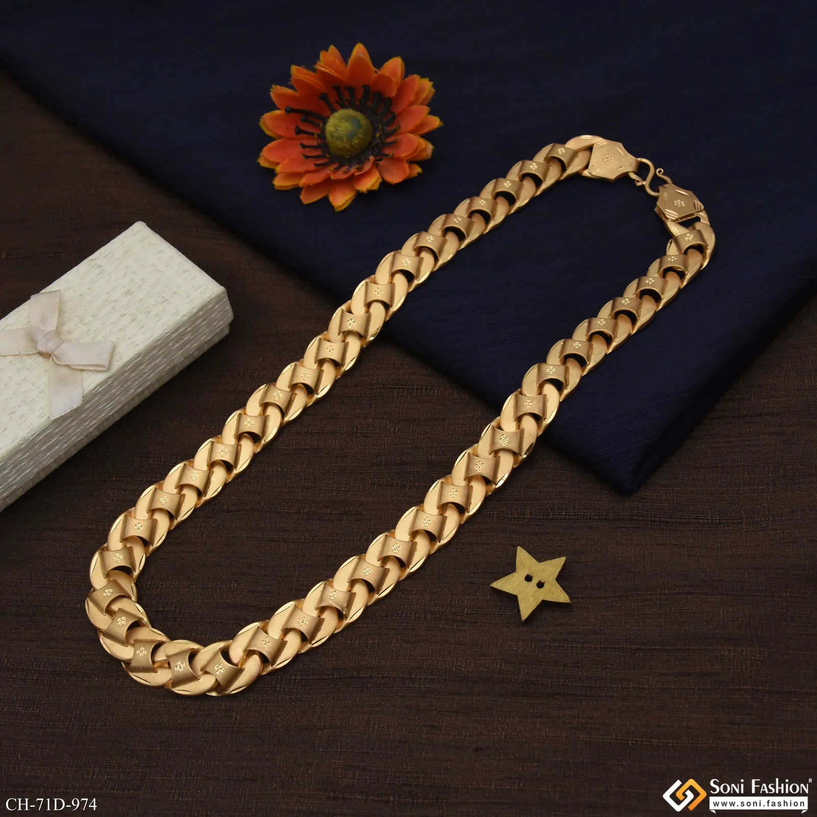 1 Gram Gold Plated Designer Design Best Quality Pokal Chain for Men - Style D974 - Image 6