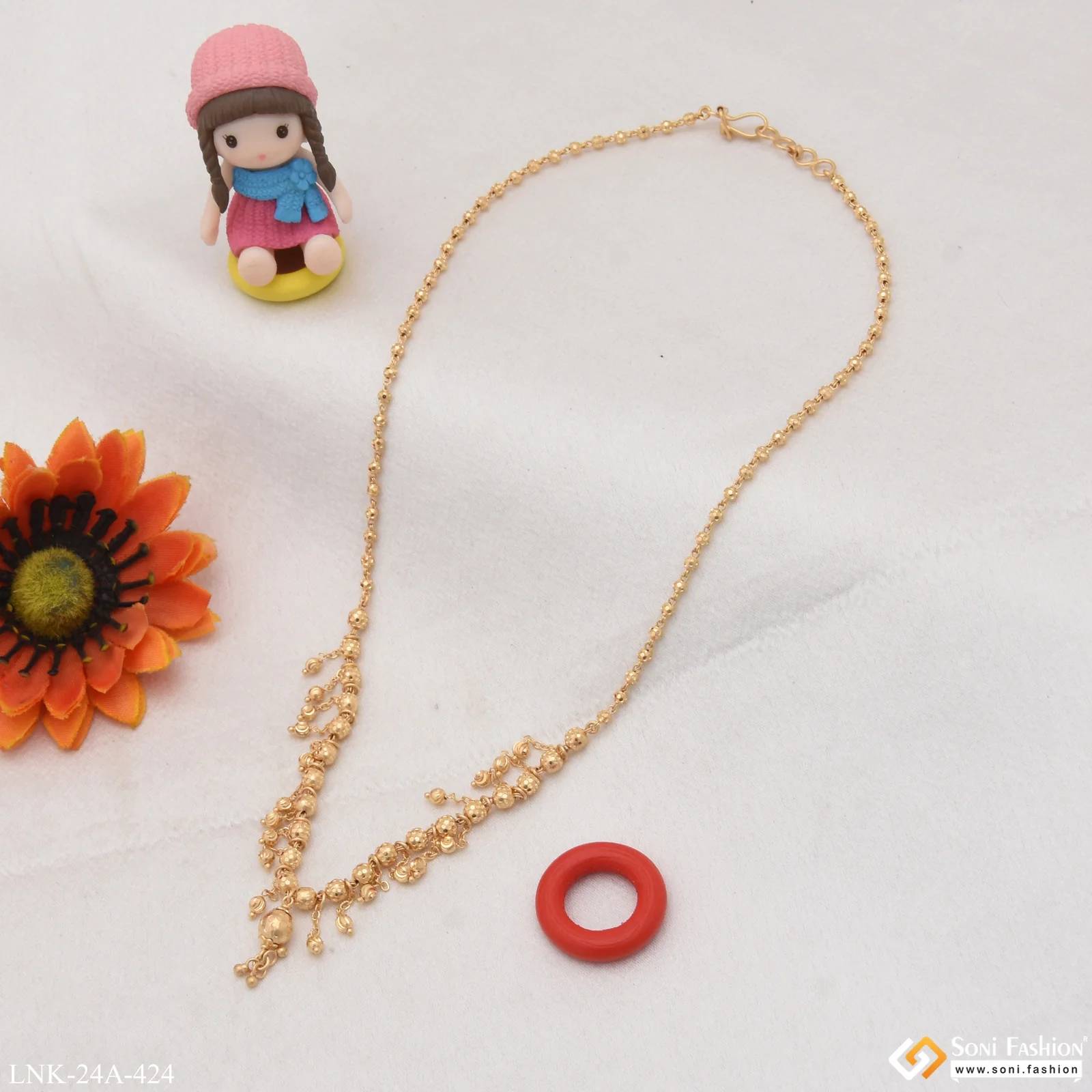 1 Gram Gold Plated Designer Finely Detailed Necklace for Ladies - Style A424 - Image 4