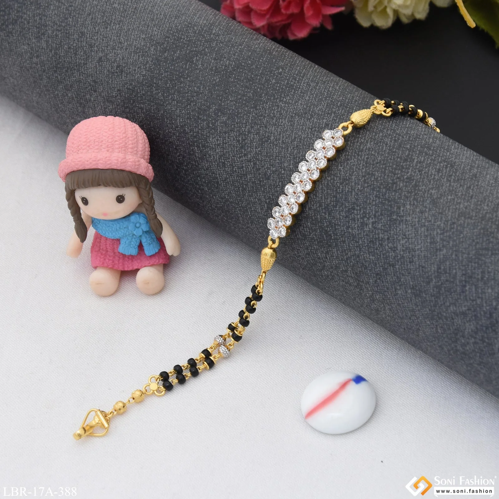 1 Gram Gold Plated Designer Mangalsutra Bracelet for Women - Style A388 - Image 3