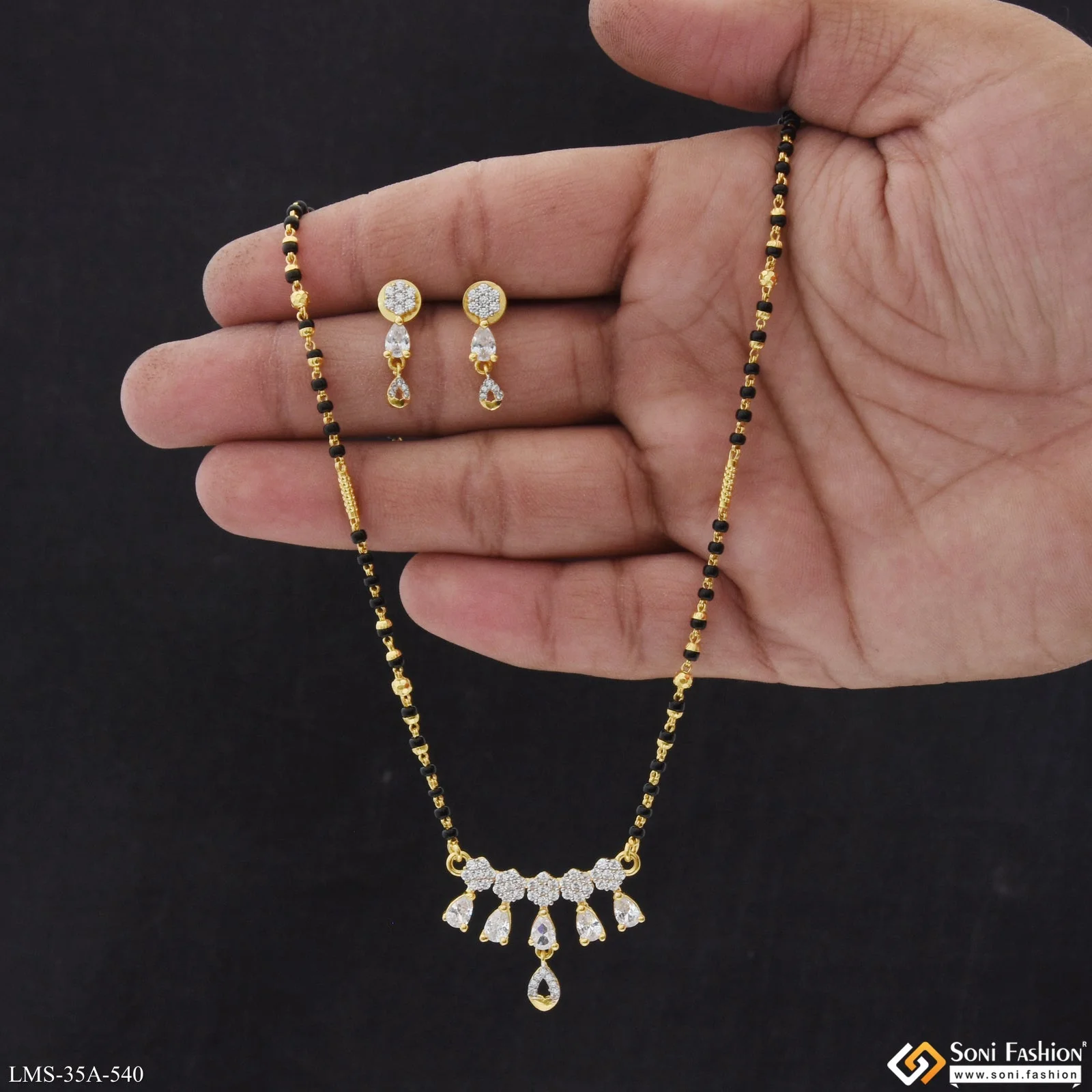 1 Gram Gold Plated Designer Mangalsutra Set for Women - Style A540 - Image 2