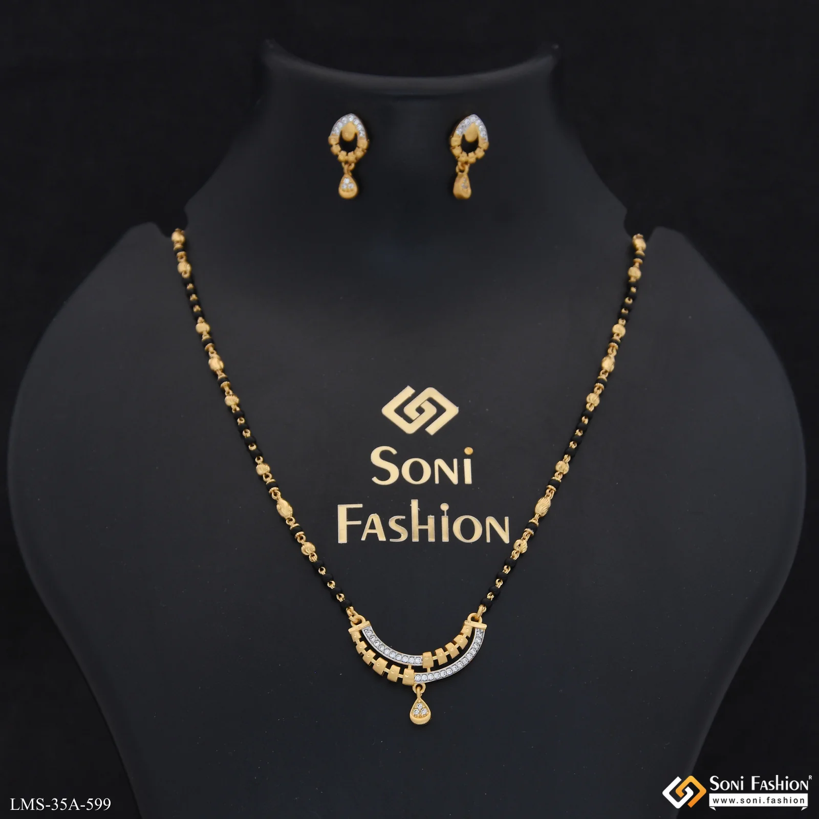 1 Gram Gold Plated Designer Mangalsutra Set for Women - Style A599