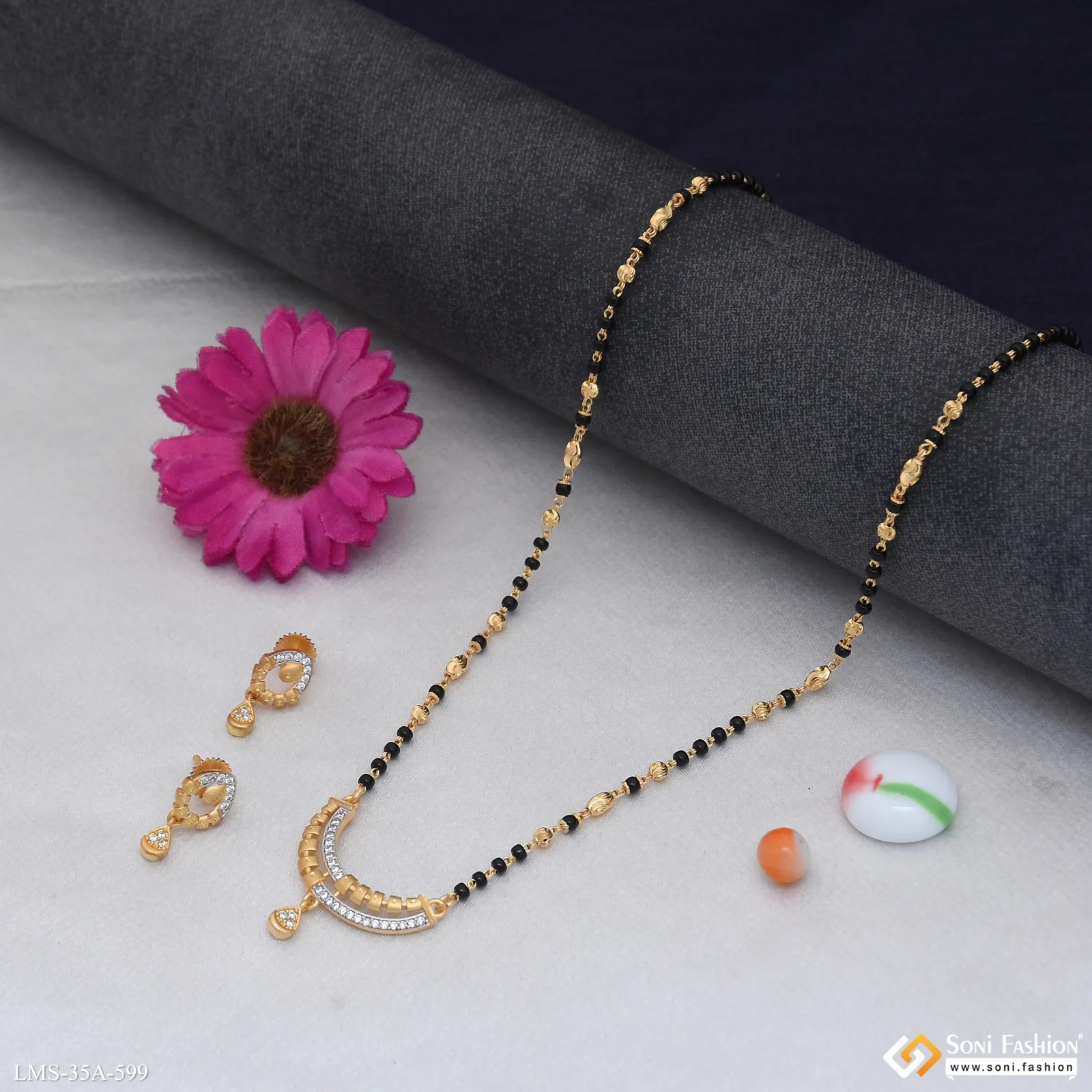 1 Gram Gold Plated Designer Mangalsutra Set for Women - Style A599 - Image 4