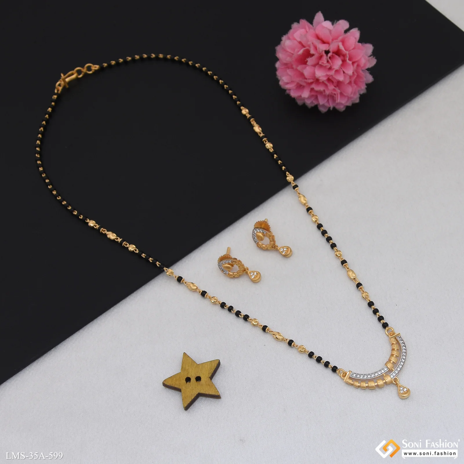 1 Gram Gold Plated Designer Mangalsutra Set for Women - Style A599 - Image 5