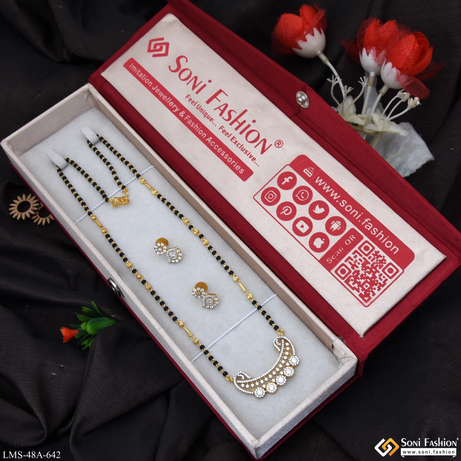 1 Gram Gold Plated Designer Mangalsutra Set for Women - Style A642 - Image 2