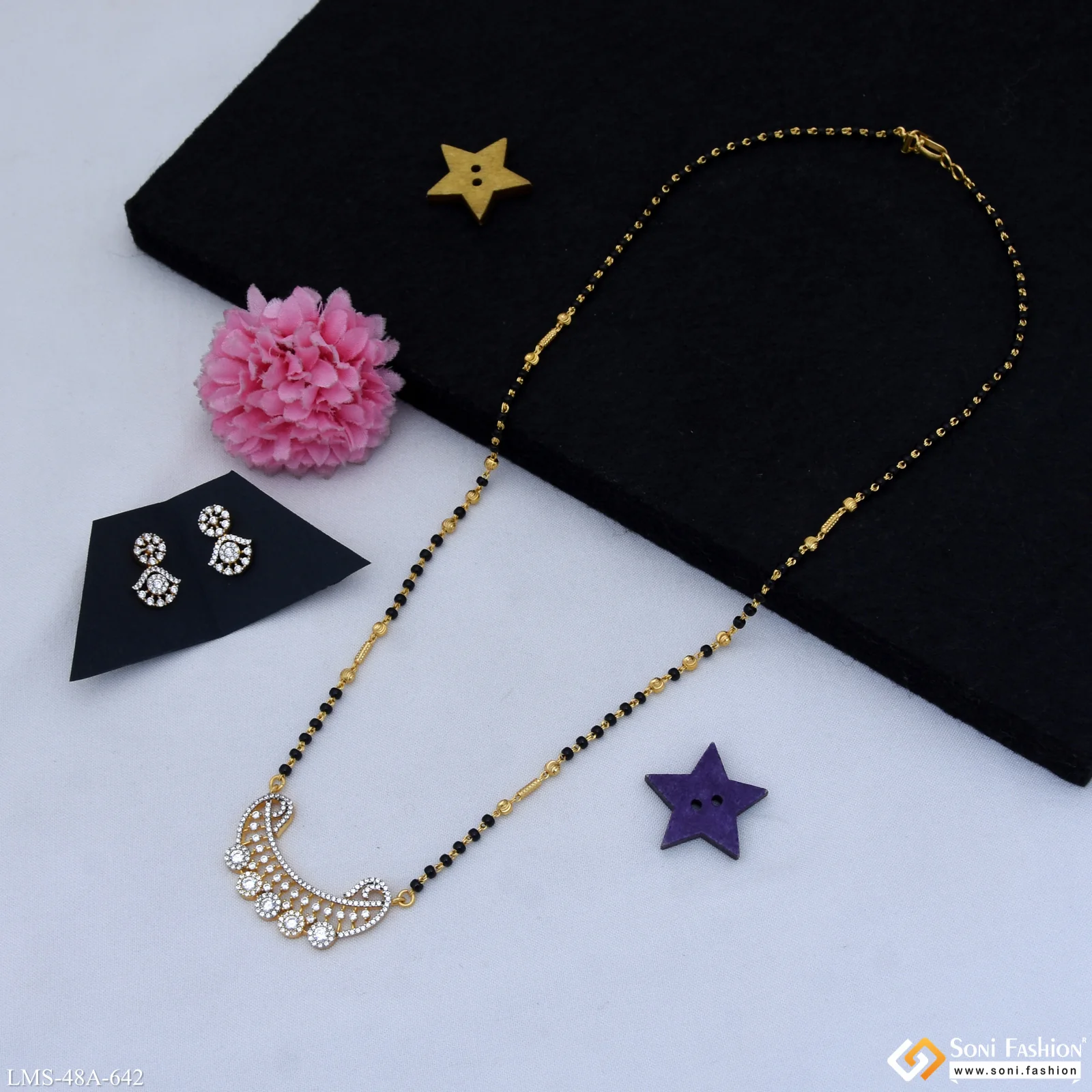 1 Gram Gold Plated Designer Mangalsutra Set for Women - Style A642 - Image 4
