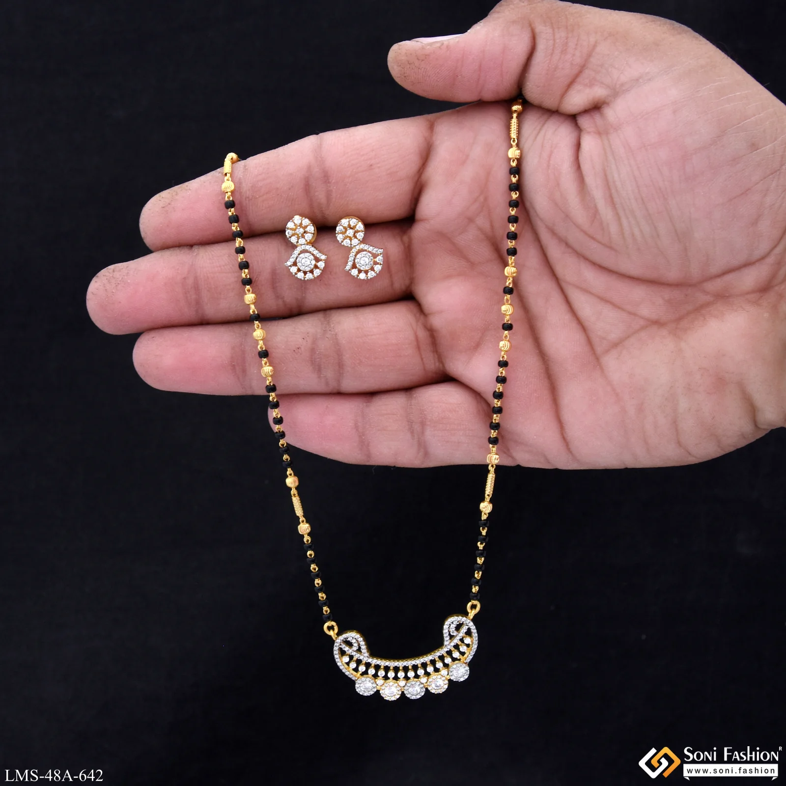 1 Gram Gold Plated Designer Mangalsutra Set for Women - Style A642 - Image 5