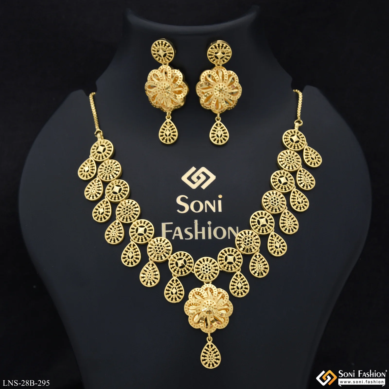 1 Gram Gold Plated Designer Necklace Set for Women - Style B295