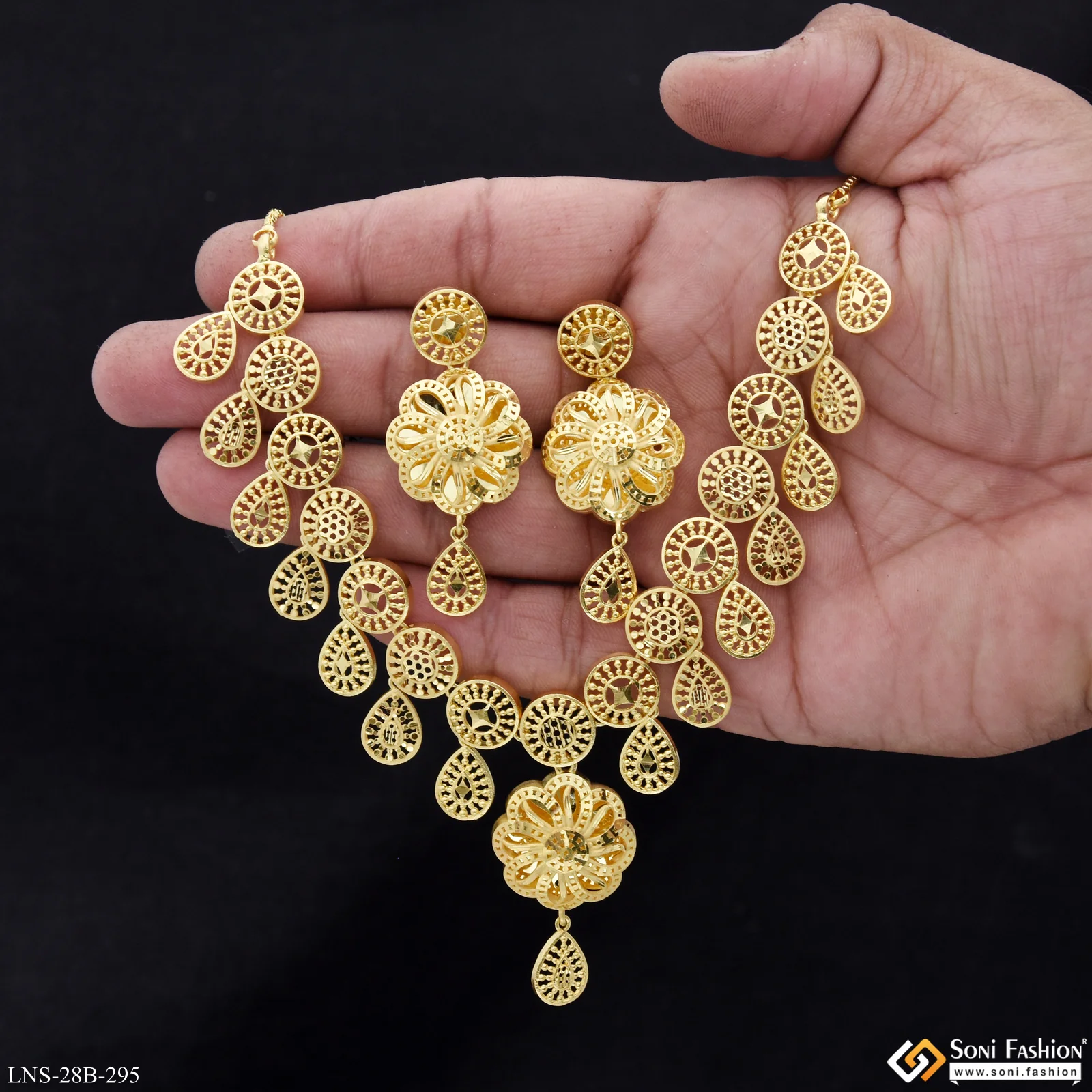 1 Gram Gold Plated Designer Necklace Set for Women - Style B295 - Image 2