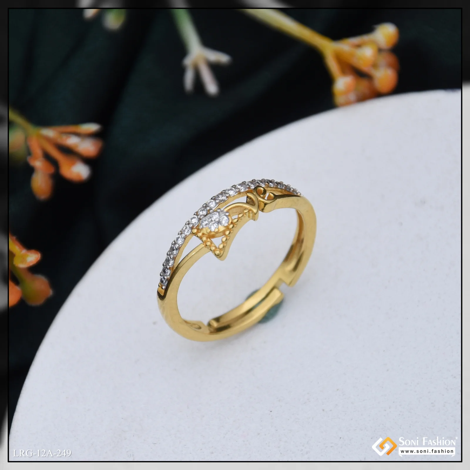 1 Gram Gold Plated Designer Ring for Ladies - Style A249 - Image 4