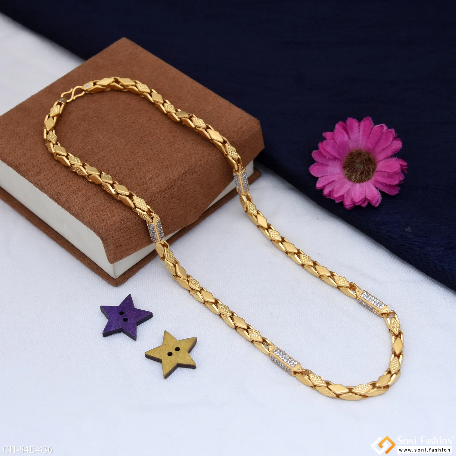 1 Gram Gold Plated Diamond Cut Design Chain for Men - Style E436 - Image 5