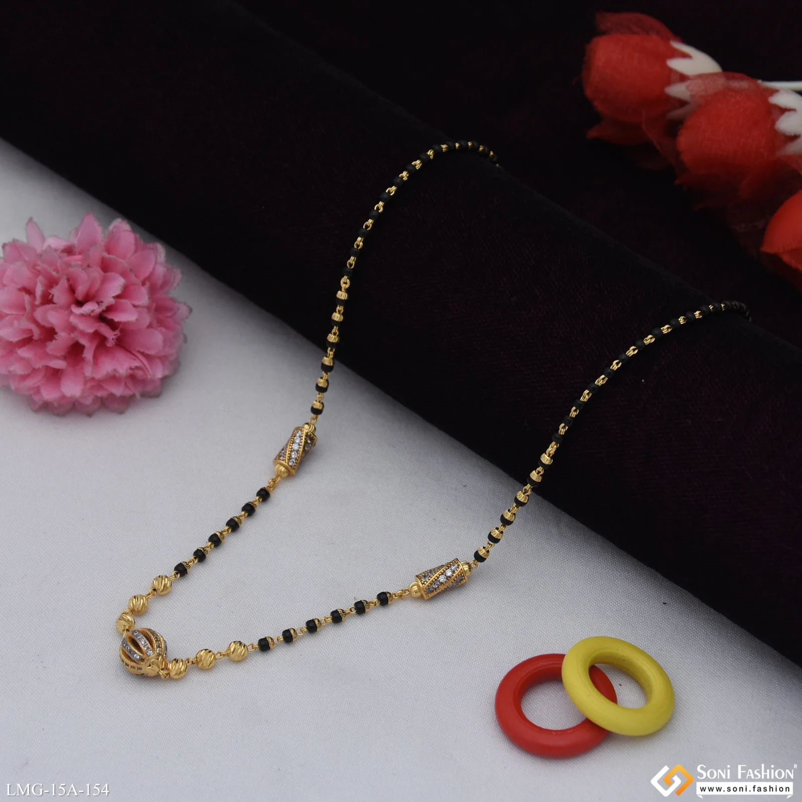 1 Gram Gold Plated With Diamond Glamorous Design Mangalsutra For Women - Style A154 - Image 4