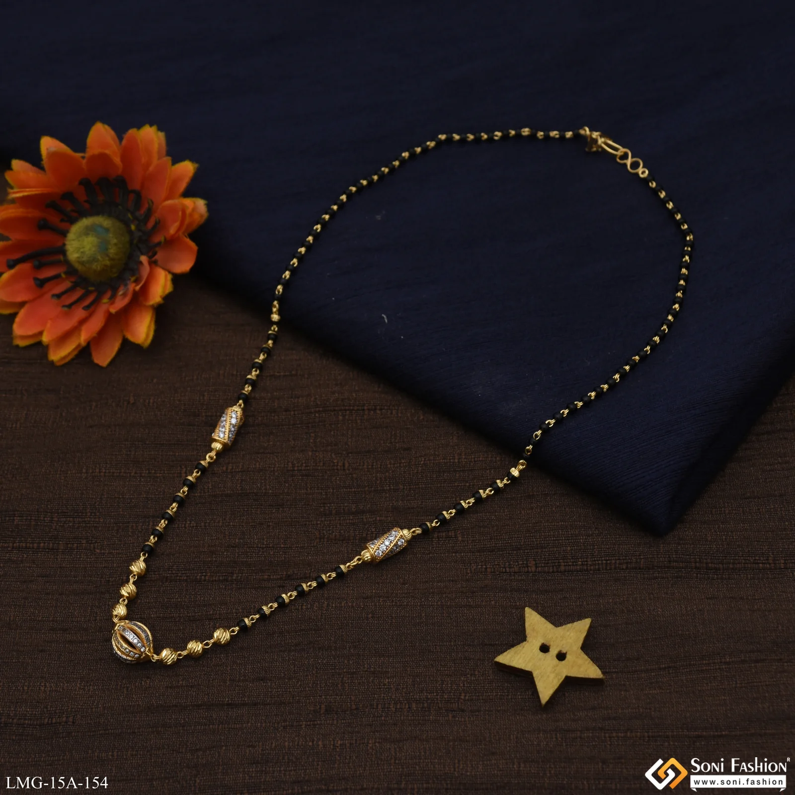 1 Gram Gold Plated With Diamond Glamorous Design Mangalsutra For Women - Style A154 - Image 6