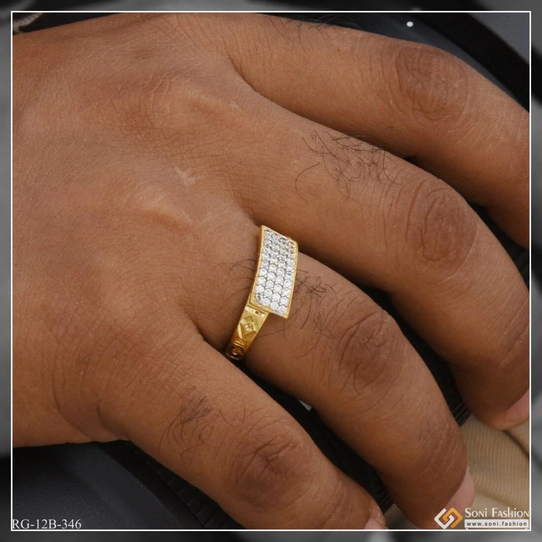 1 Gram Gold Plated with Diamond Latest Design High-Quality Ring for Men - Style B346 - Image 3