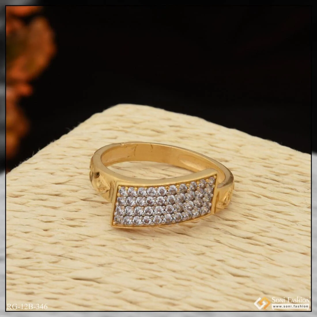 1 Gram Gold Plated with Diamond Latest Design High-Quality Ring for Men - Style B346 - Image 4