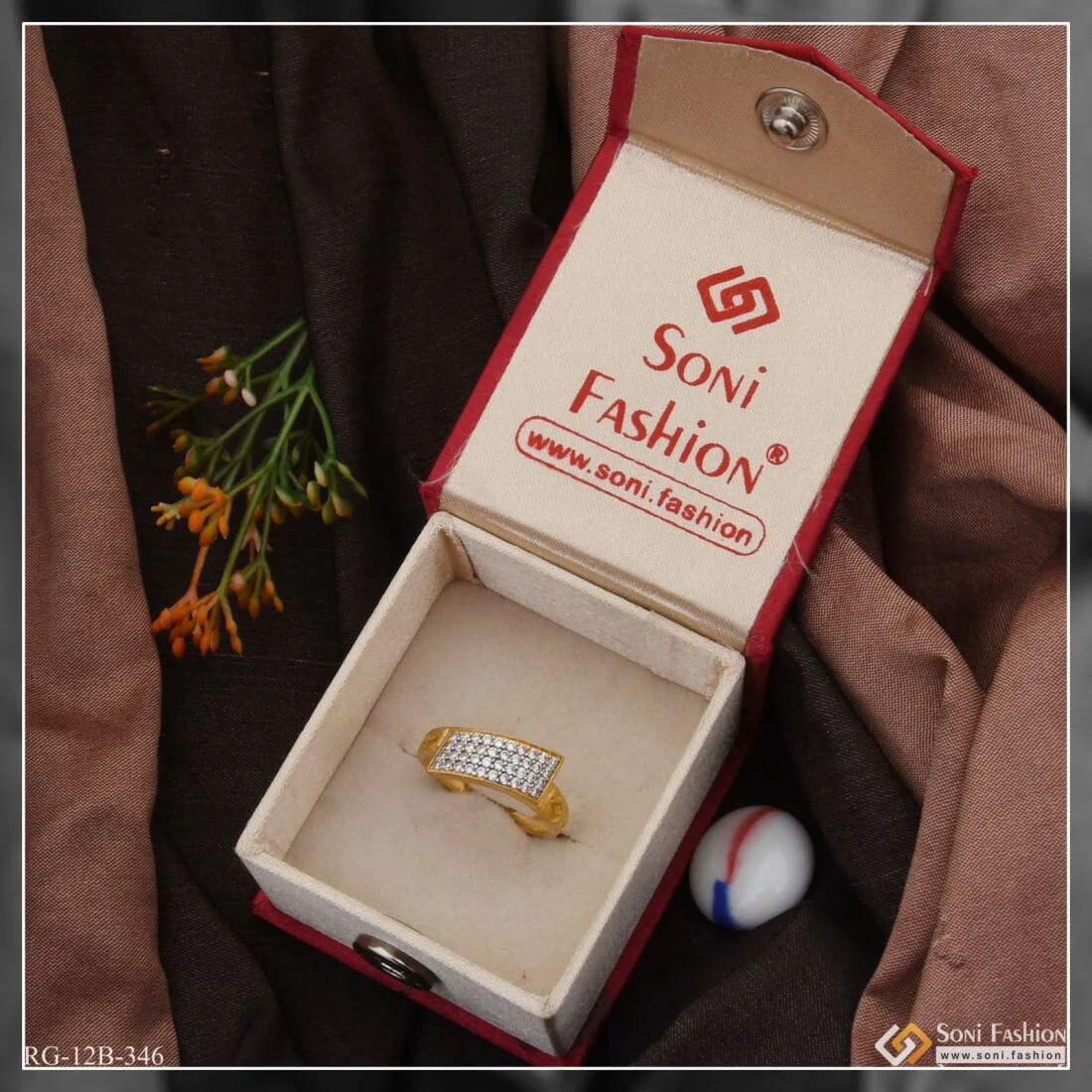 1 Gram Gold Plated with Diamond Latest Design High-Quality Ring for Men - Style B346 - Image 5