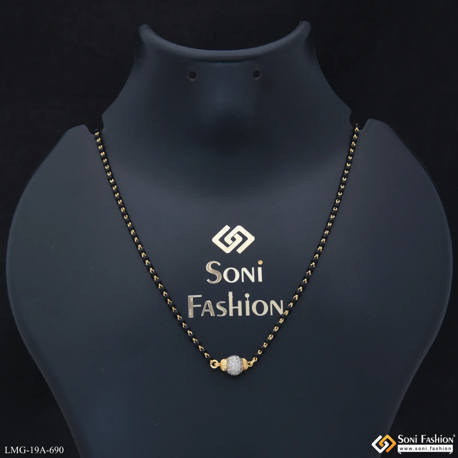 1 Gram Gold Plated Diamond Pendant Mangalsutra for Women - Style A690 - Image 5