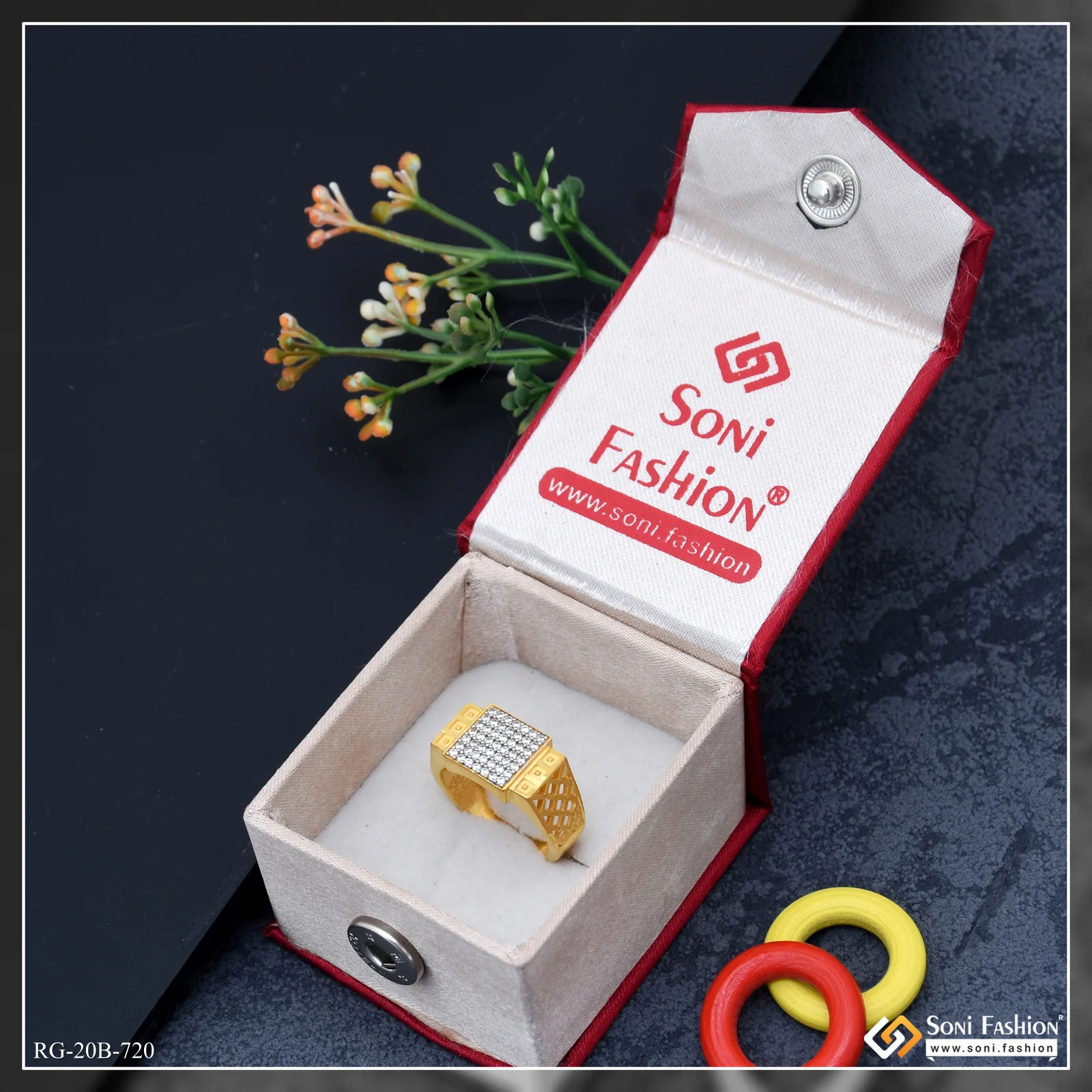 1 Gram Gold Plated Diamond Ring for Men - Style B720 - Image 2