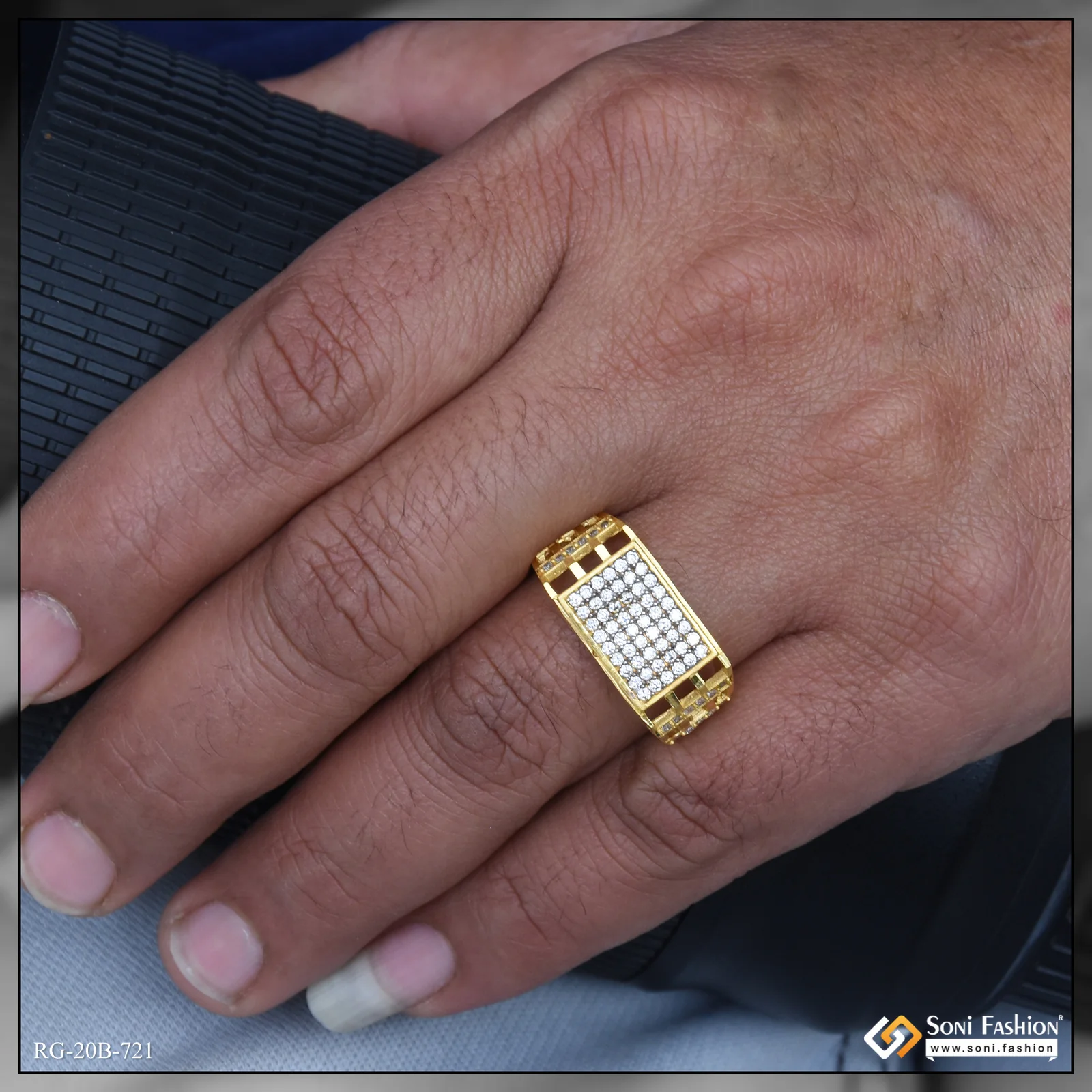 1 Gram Gold Plated Diamond Ring for Men - Style B721