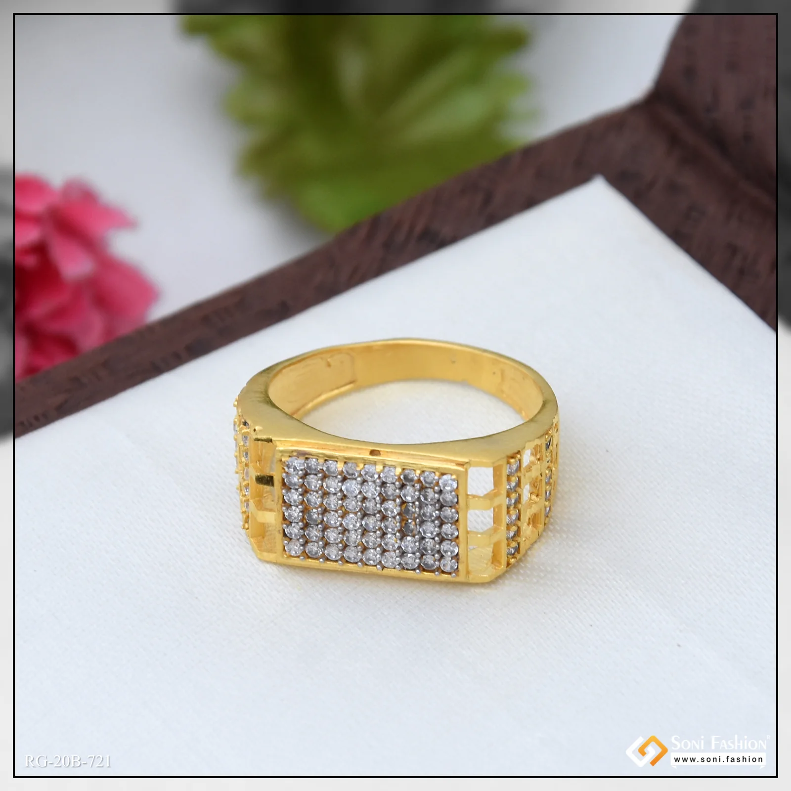 1 Gram Gold Plated Diamond Ring for Men - Style B721 - Image 4