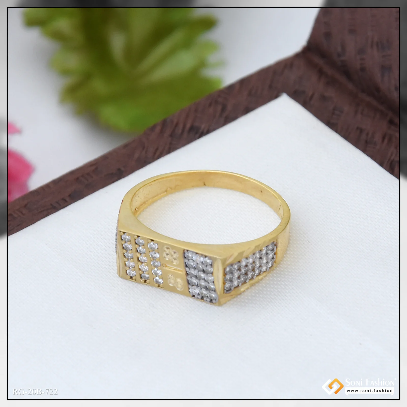 1 Gram Gold Plated Diamond Ring for Men - Style B722 - Image 4