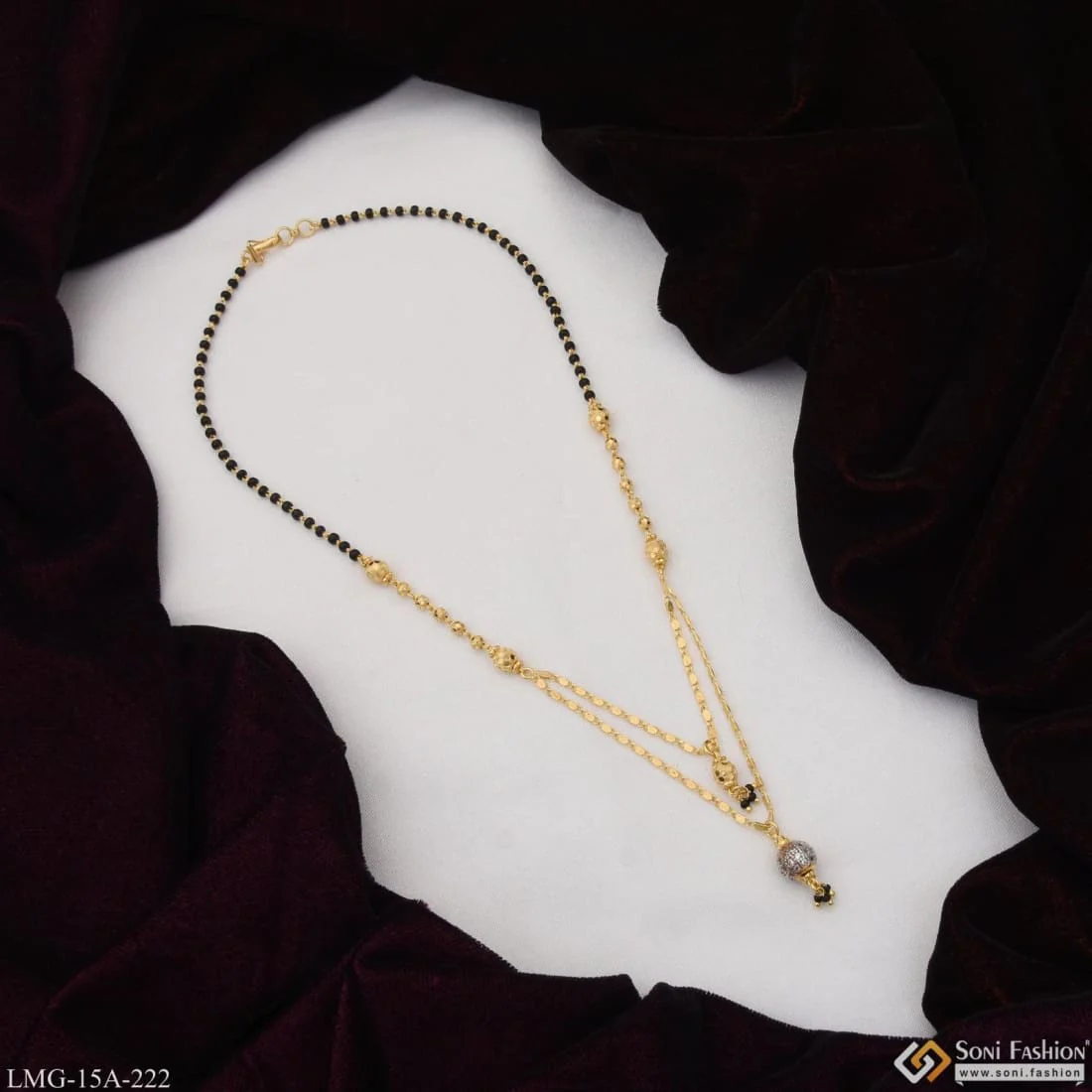 1 Gram Gold Plated With Diamond Unique Design Mangalsutra For Women - Style A222 - Image 3