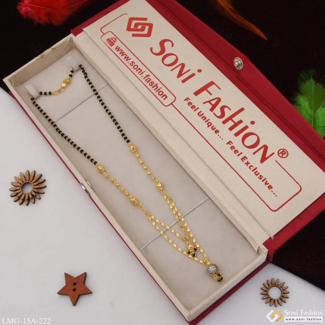 1 Gram Gold Plated With Diamond Unique Design Mangalsutra For Women - Style A222 - Image 4