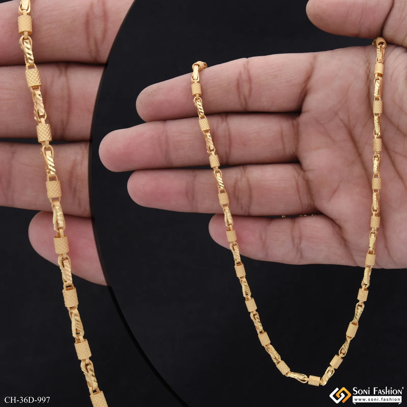 1 Gram Gold Plated Distinctive Design Best Quality Chain for Men - Style D997