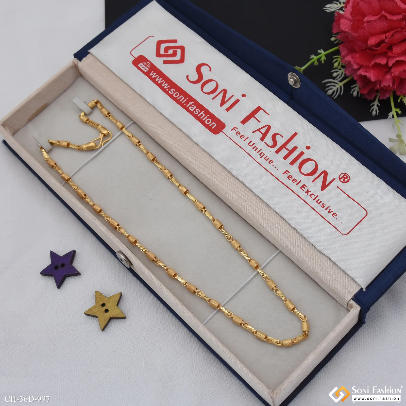 1 Gram Gold Plated Distinctive Design Best Quality Chain for Men - Style D997 - Image 6