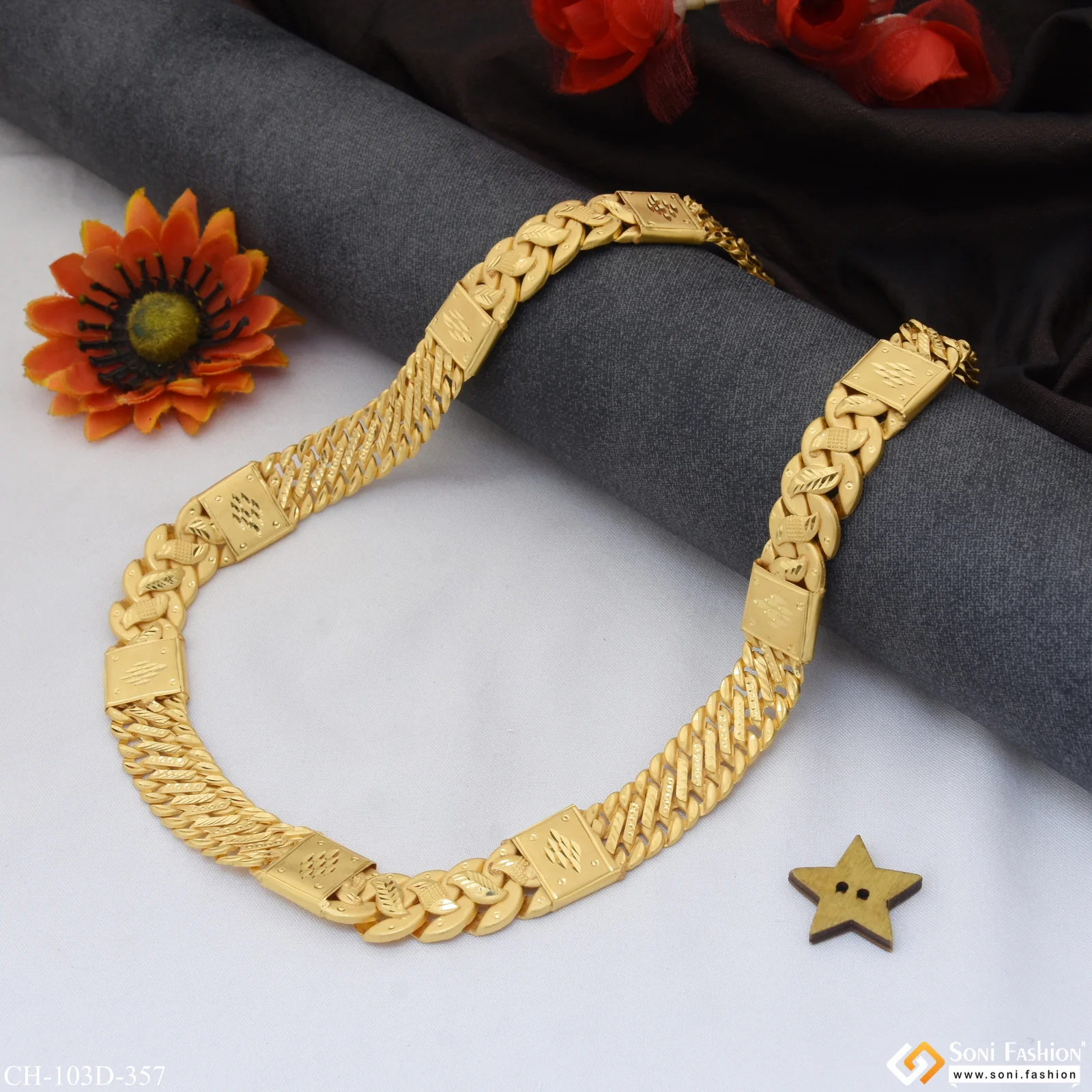 1 Gram Gold Plated Elegant Design Pokal Chain for Men - Style D357 - Image 4