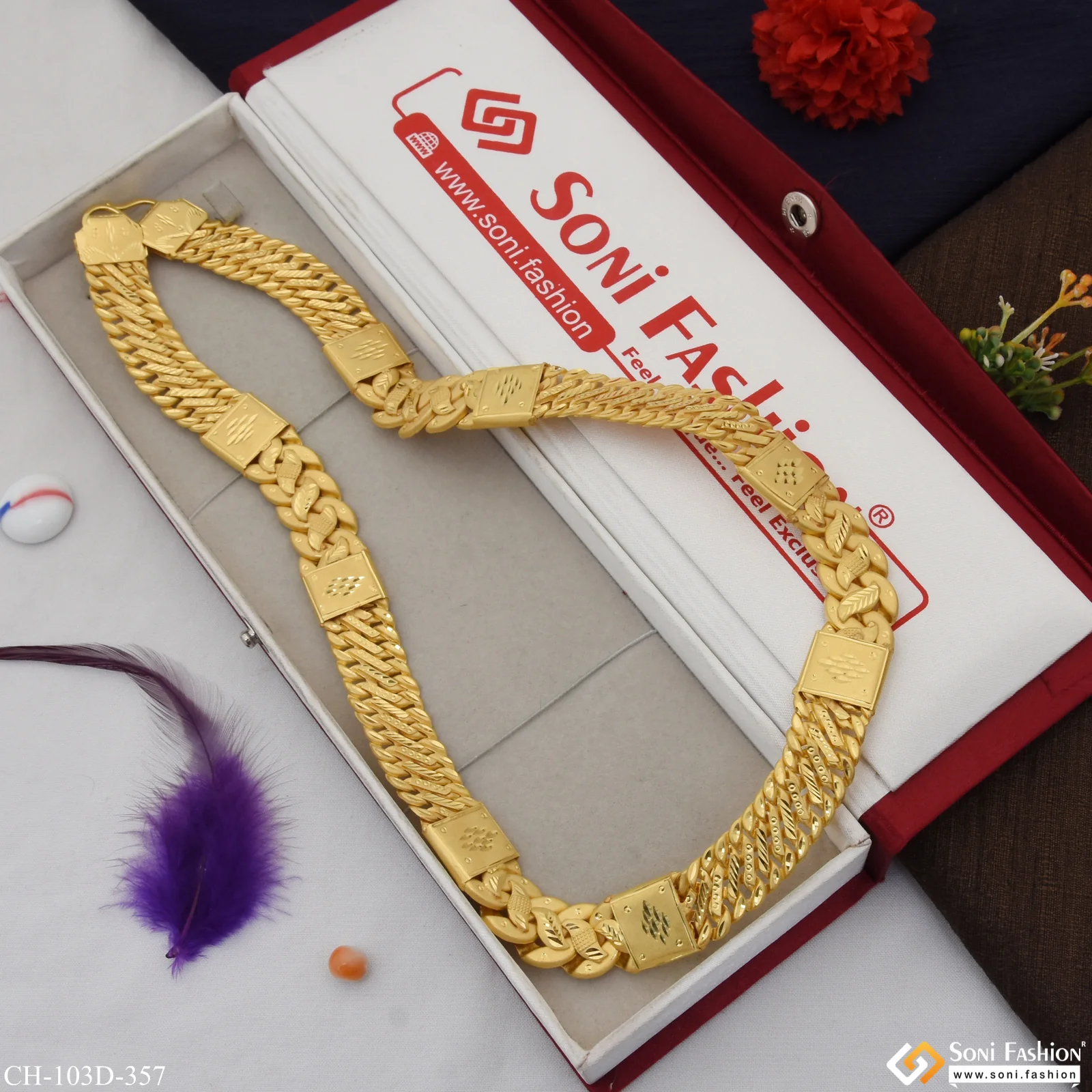 1 Gram Gold Plated Elegant Design Pokal Chain for Men - Style D357 - Image 6