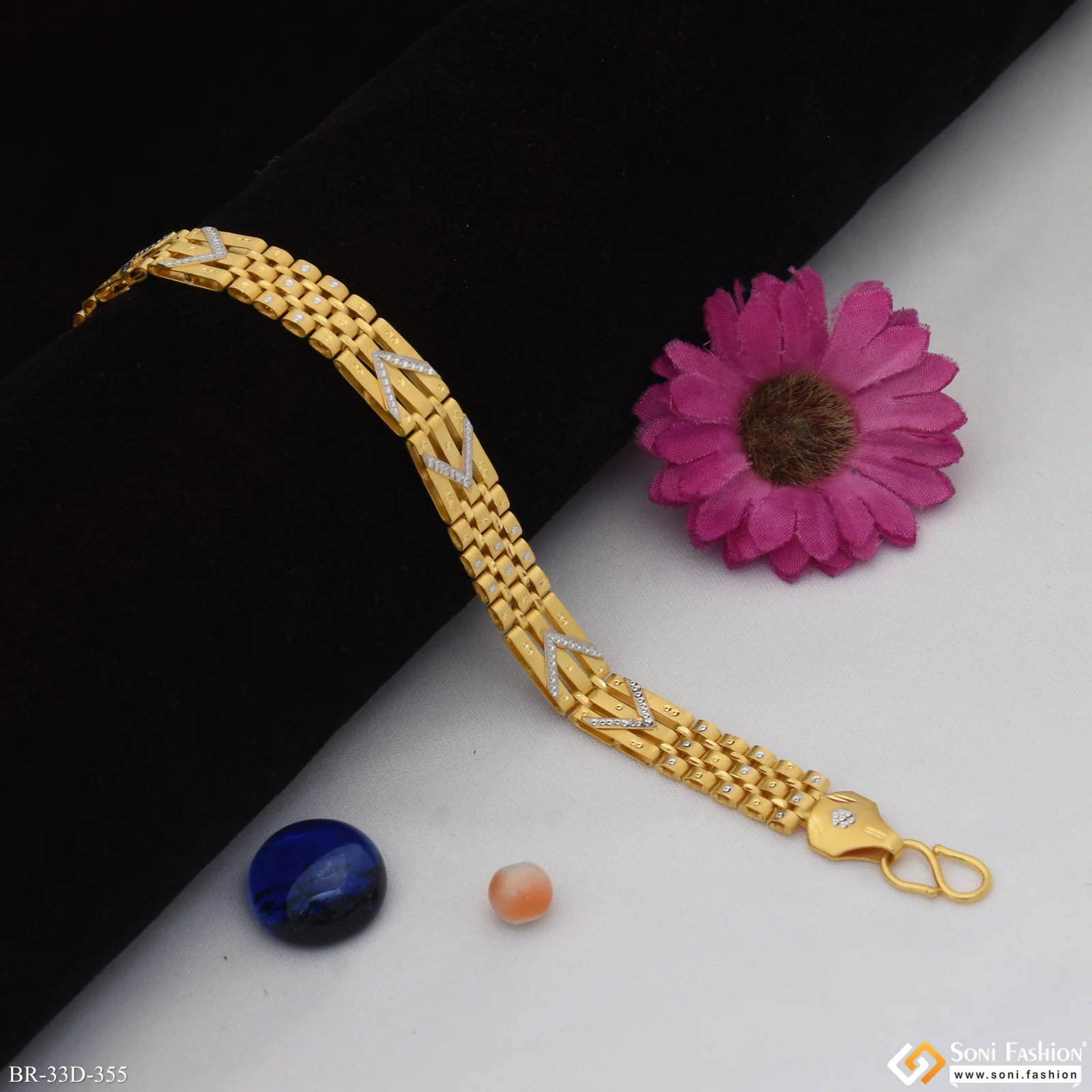 1 Gram Gold Plated Excellent Design Bracelet for Men - Style D355 - Image 3