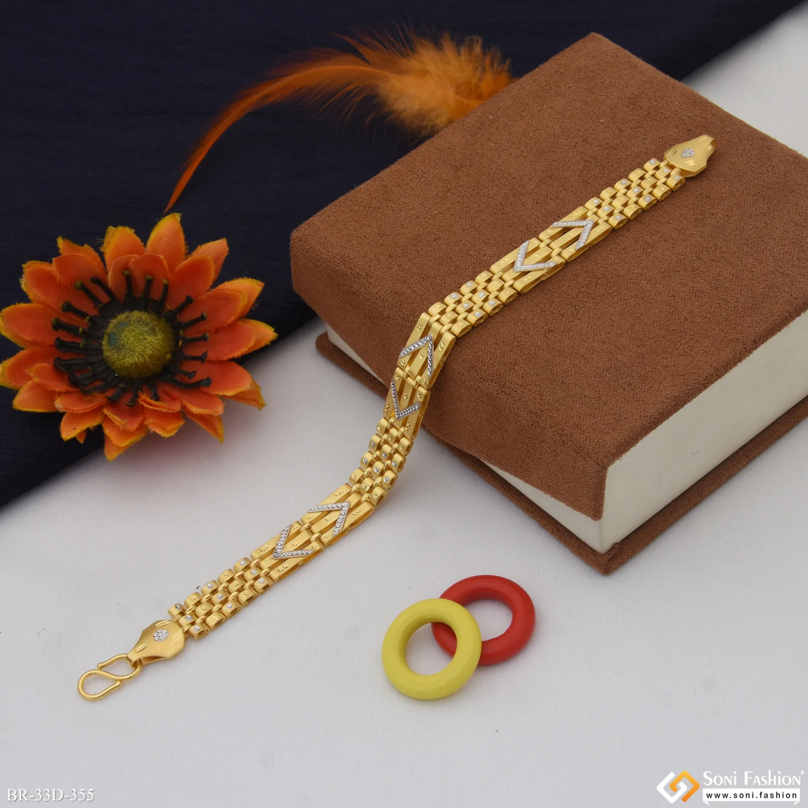 1 Gram Gold Plated Excellent Design Bracelet for Men - Style D355 - Image 4